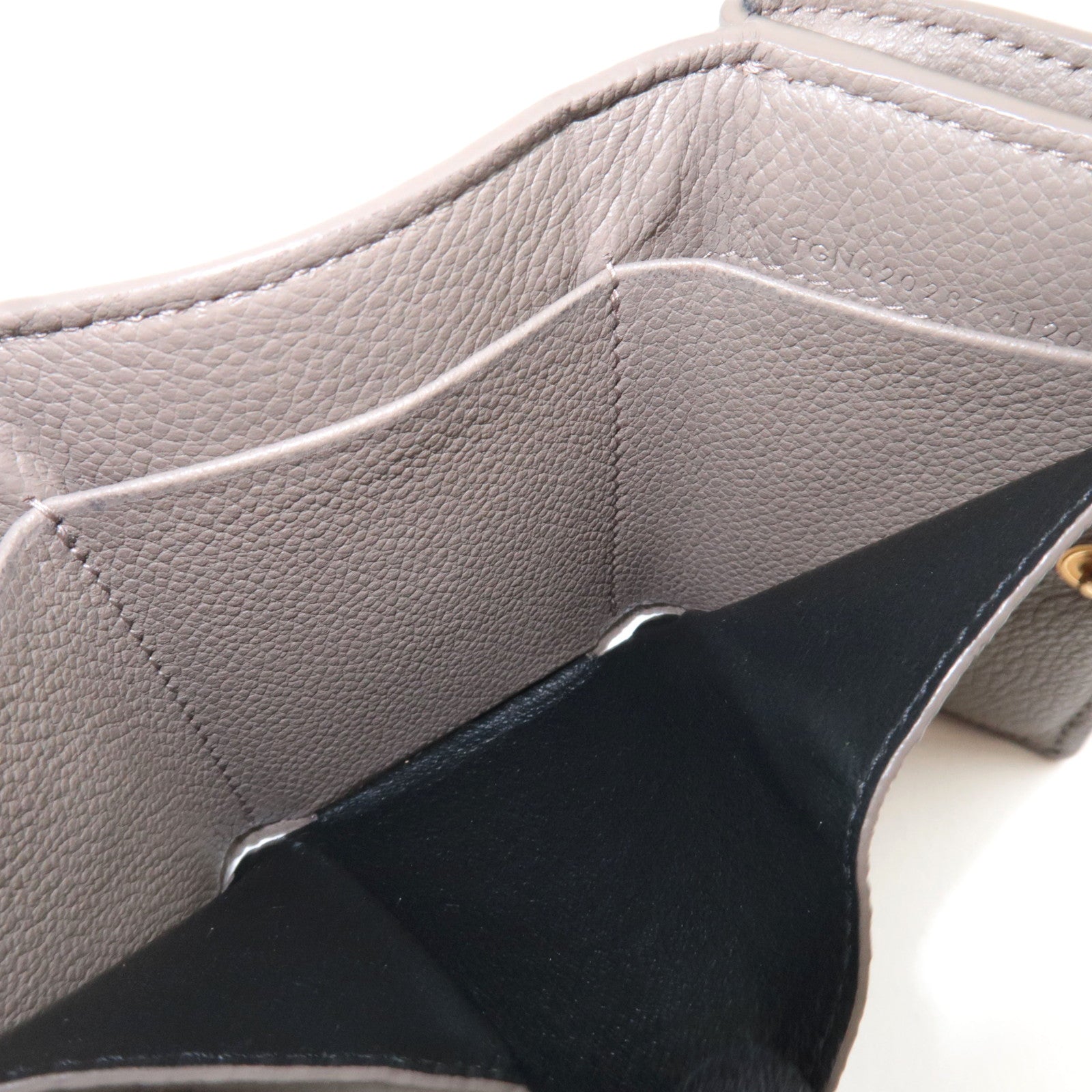 Saint Laurent YSL Origami Tiny Wallet Tri-Fold Wallet Leather Gray Gold HDW 620287 *Box