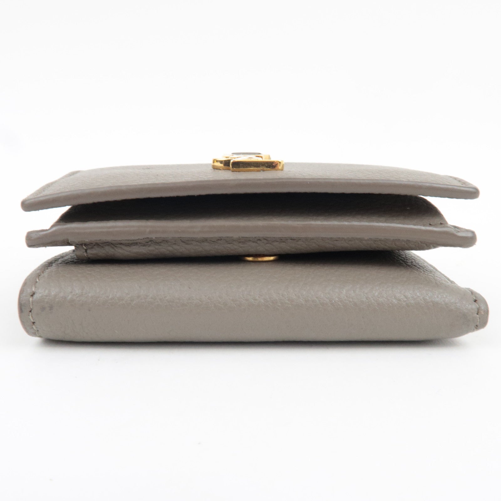 Saint Laurent YSL Origami Tiny Wallet Tri-Fold Wallet Leather Gray Gold HDW 620287 *Box