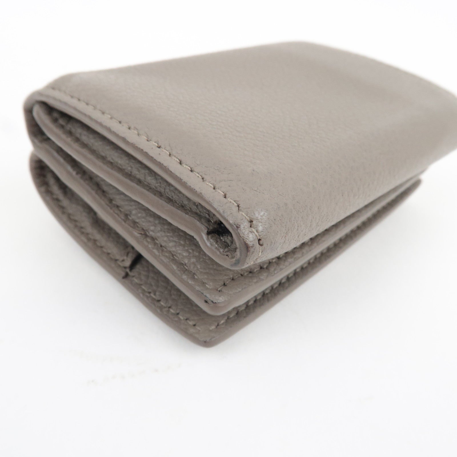 Saint Laurent YSL Origami Tiny Wallet Tri-Fold Wallet Leather Gray Gold HDW 620287 *Box