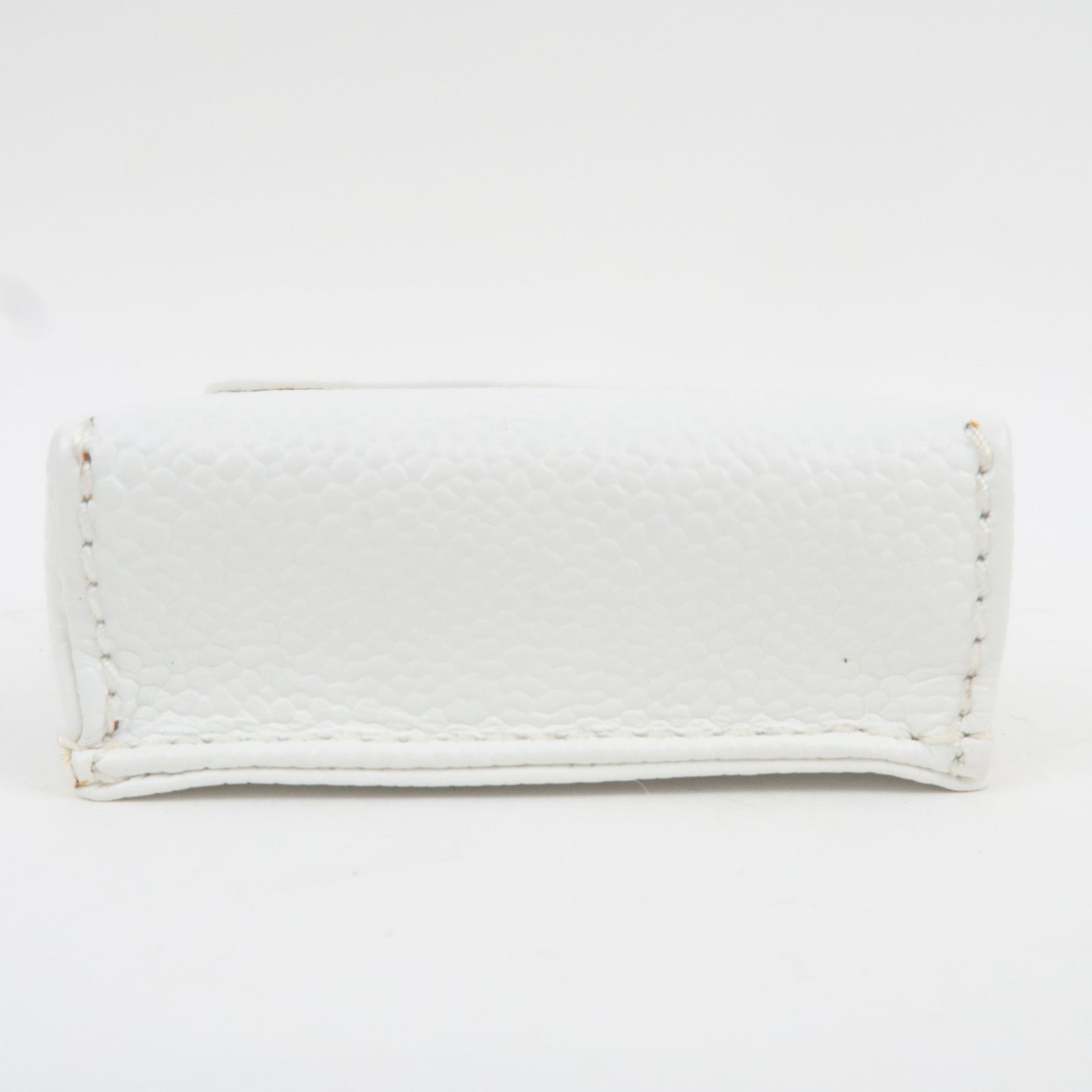 CHANEL Coco Mark Cigarette Case Mini Pouch Caviar Skin White A13511 6018324 *Box, G card