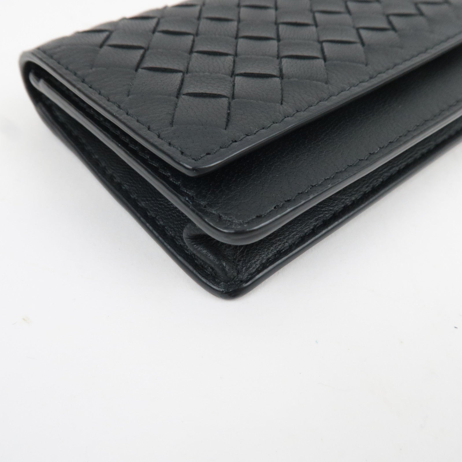BOTTEGA VENETA Intrecciato Bifold Card Case Leather Black *Box, Dust bag