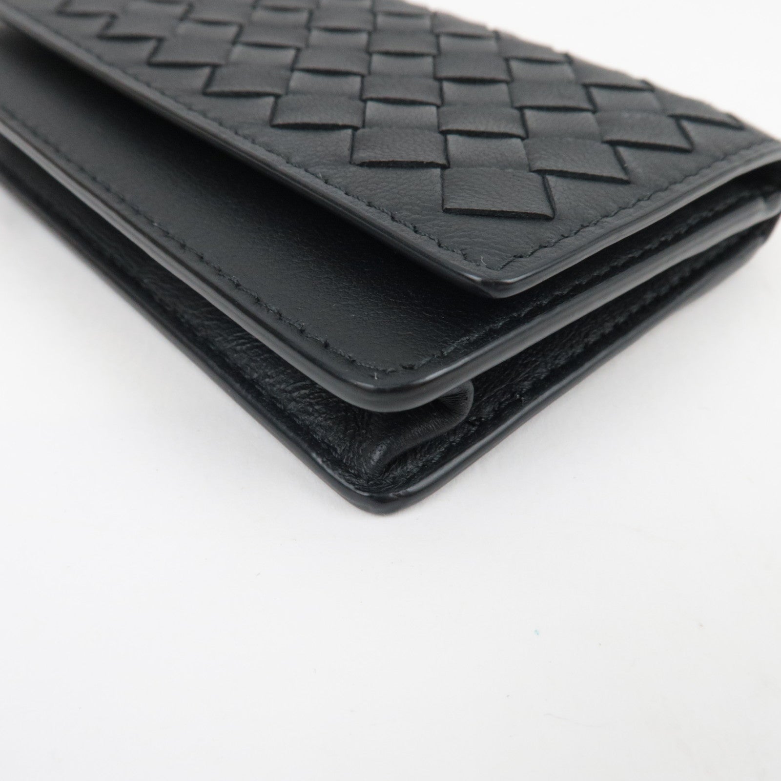 BOTTEGA VENETA Intrecciato Bifold Card Case Leather Black *Box, Dust bag