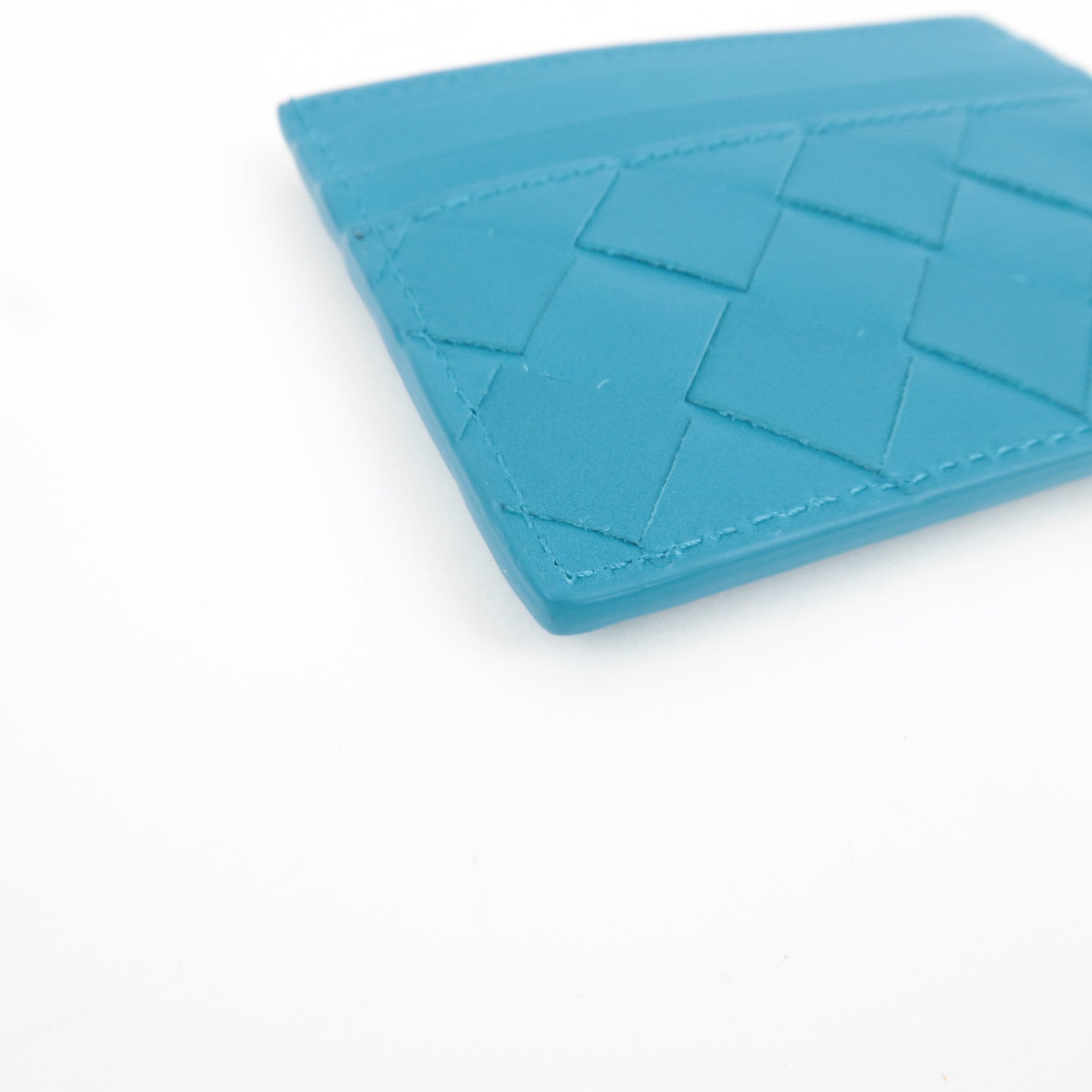 BOTTEGA VENETA Intrecciato Card Case Leather Blue *Box, Dust bag