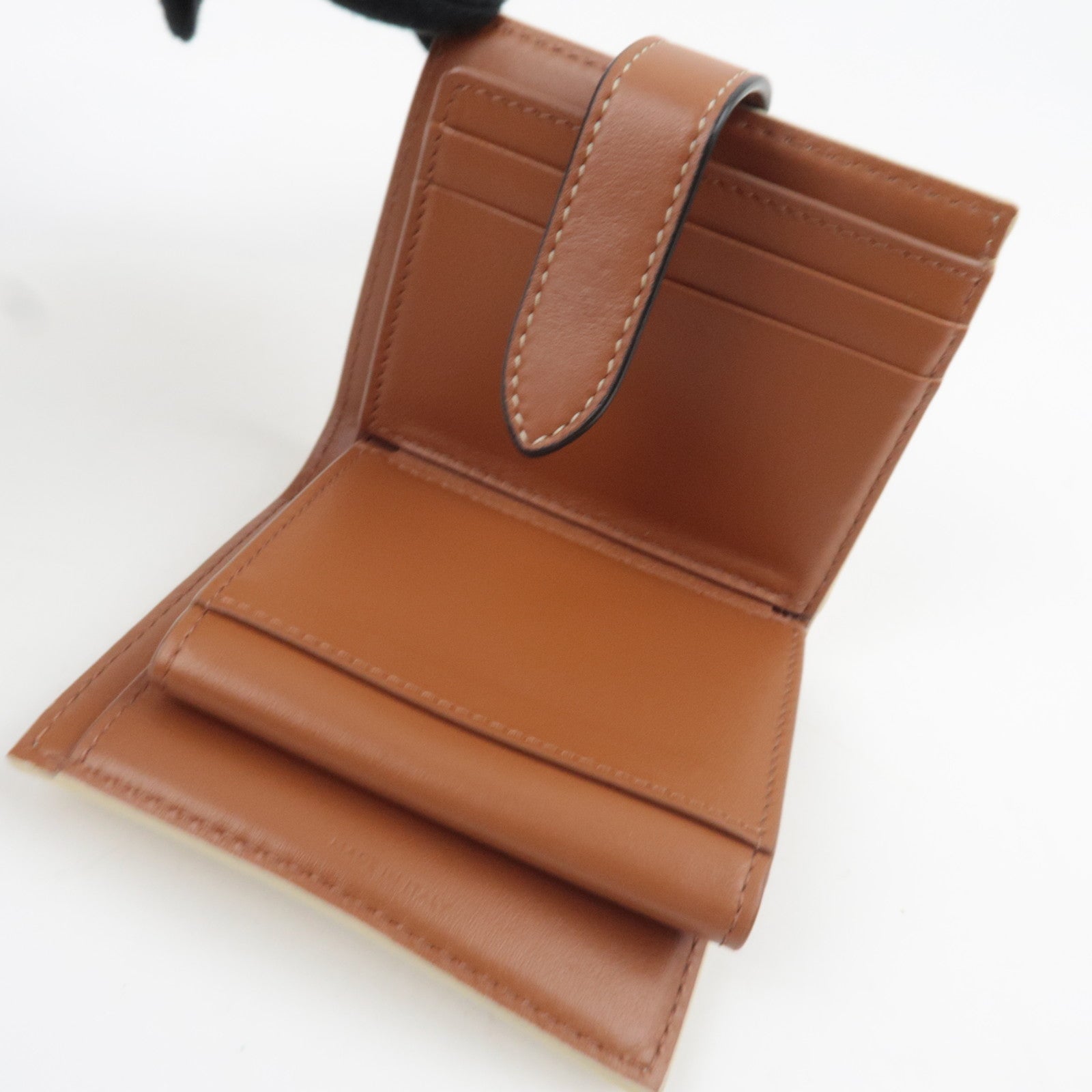 CELINE Triomphe Bifold Wallet PVC Leather Ivory Brown