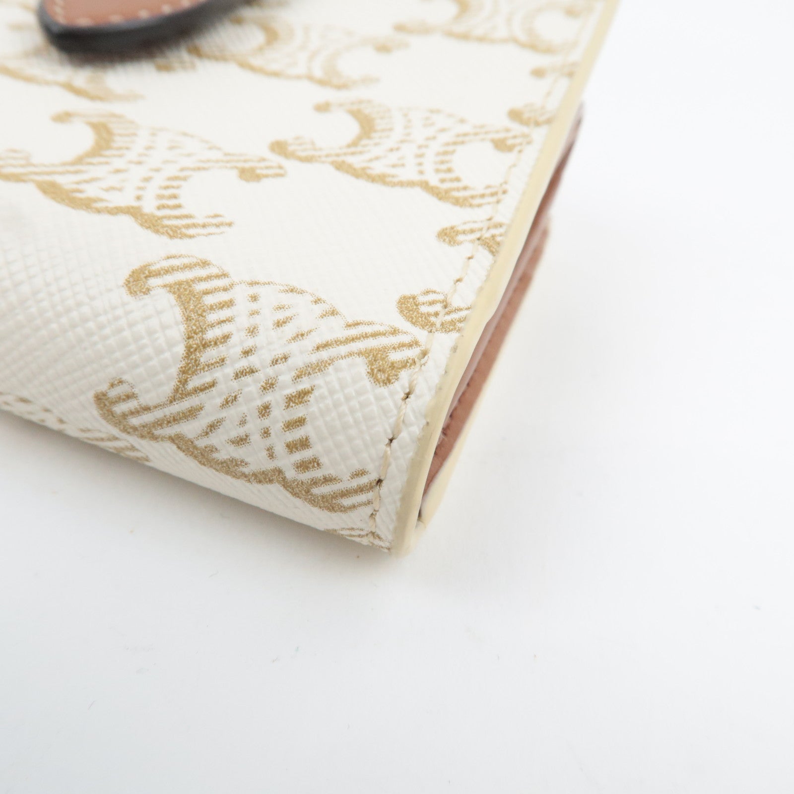 CELINE Triomphe Bifold Wallet PVC Leather Ivory Brown