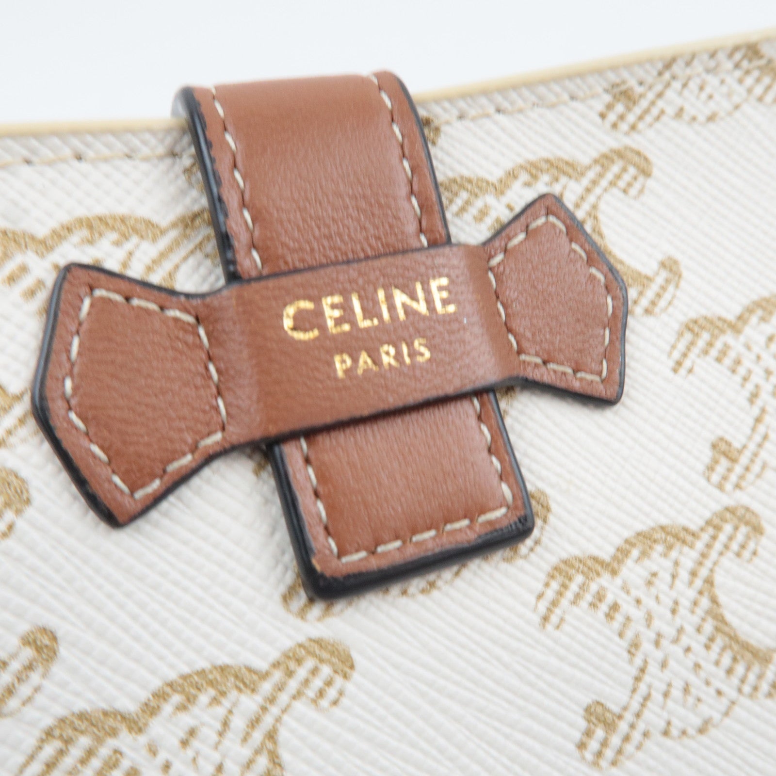 CELINE Triomphe Bifold Wallet PVC Leather Ivory Brown