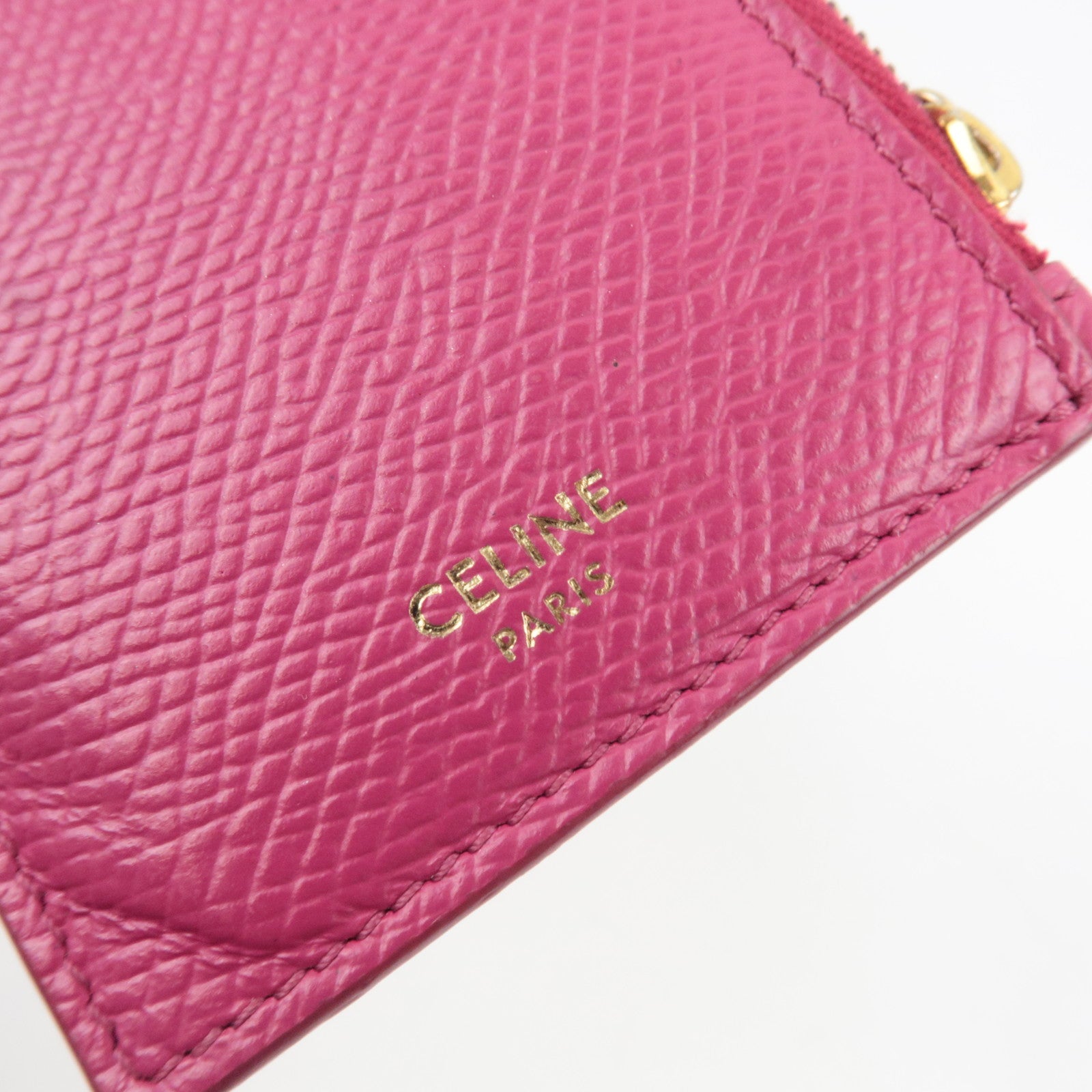 CELINE Fragment Case Card Case Leather Pink