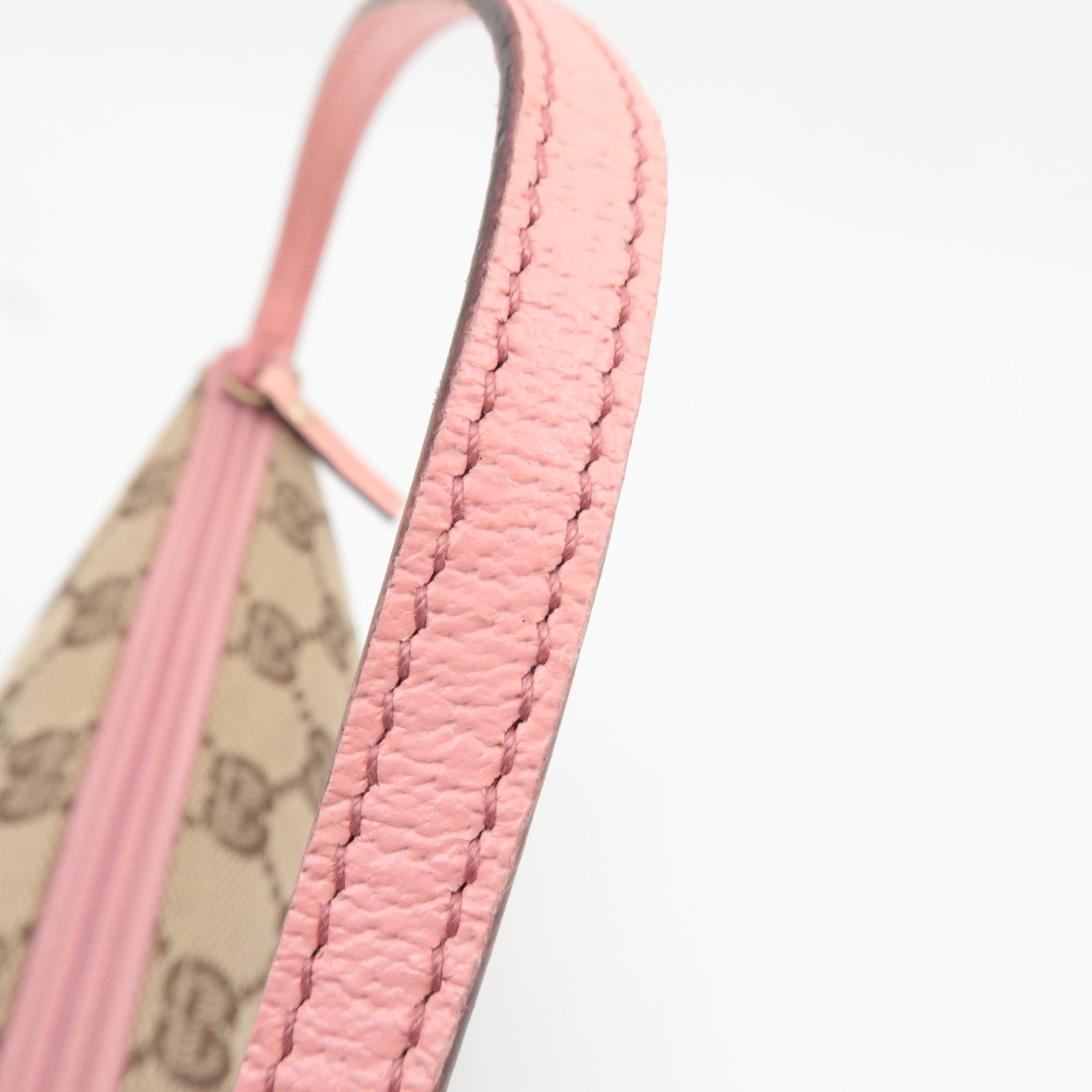 GUCCI Boat Bag Handbag GG Canvas Leather Beige Pink 07198