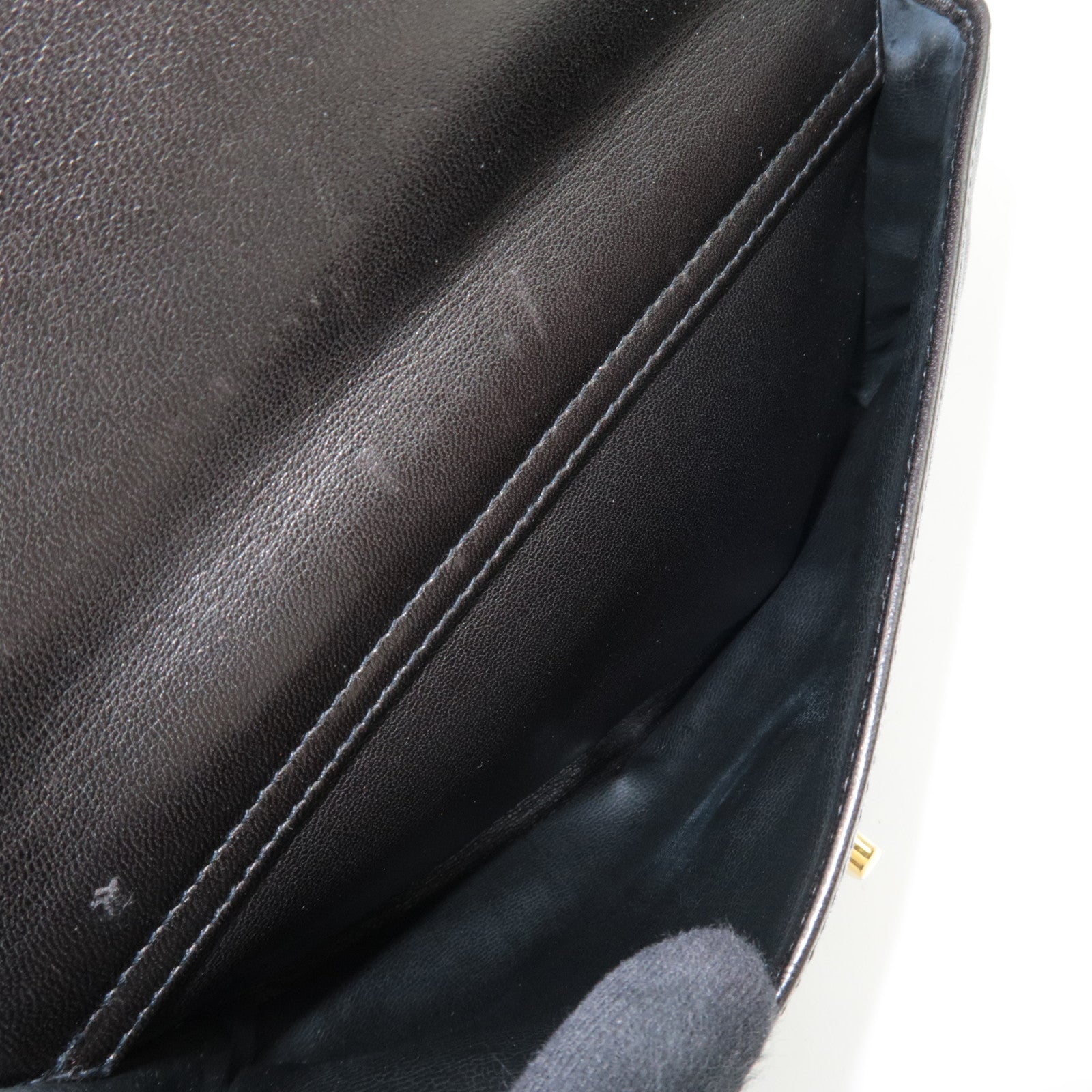 CHANEL Chain Tote Bag Lambskin Black Gold HDW 304460 *G card