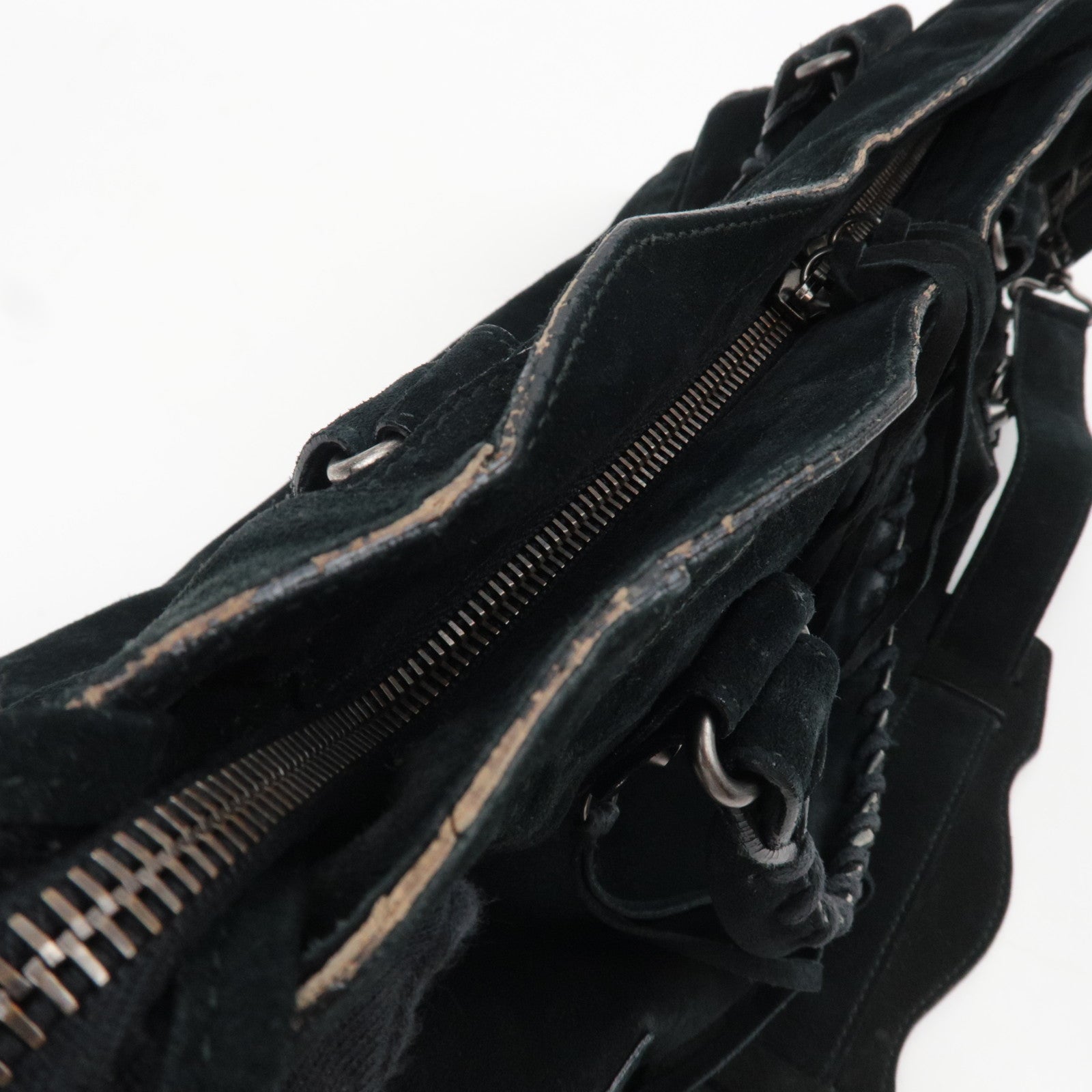 BALENCIAGA The City 2Way Handbag Suede Black 115748 *Dust bag, Strap ※Mirror missing