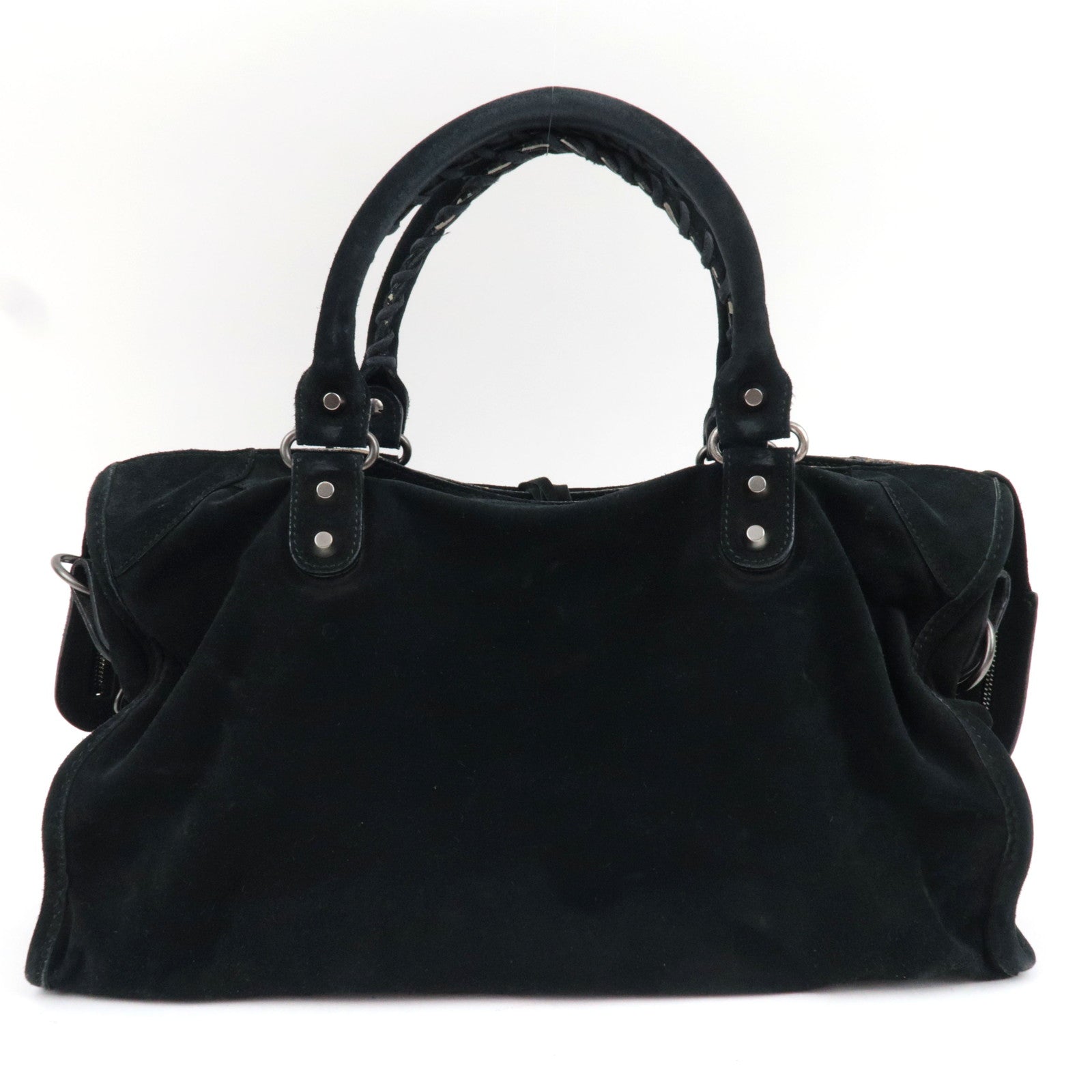 BALENCIAGA The City 2Way Handbag Suede Black 115748 *Dust bag, Strap ※Mirror missing