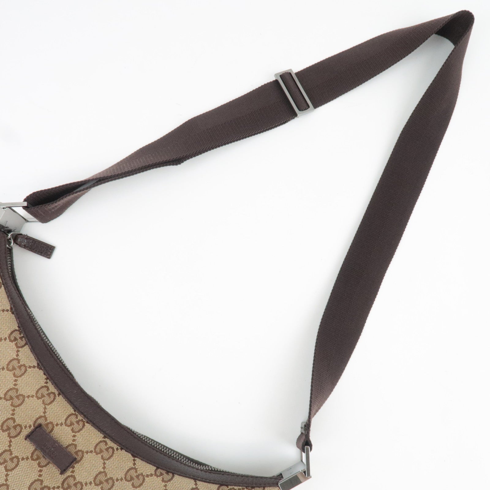 GUCCI Shoulder Bag GG Canvas Leather Beige Brown 122790