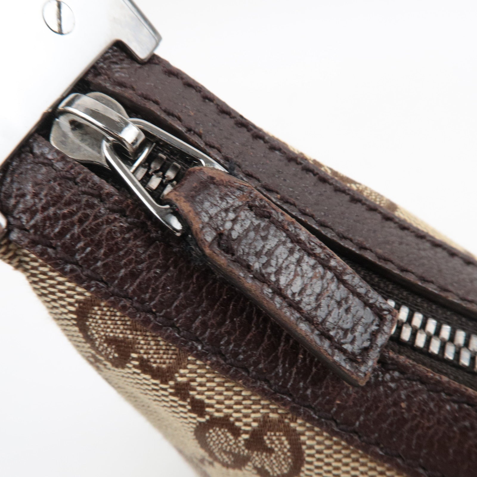 GUCCI Shoulder Bag GG Canvas Leather Beige Brown 122790