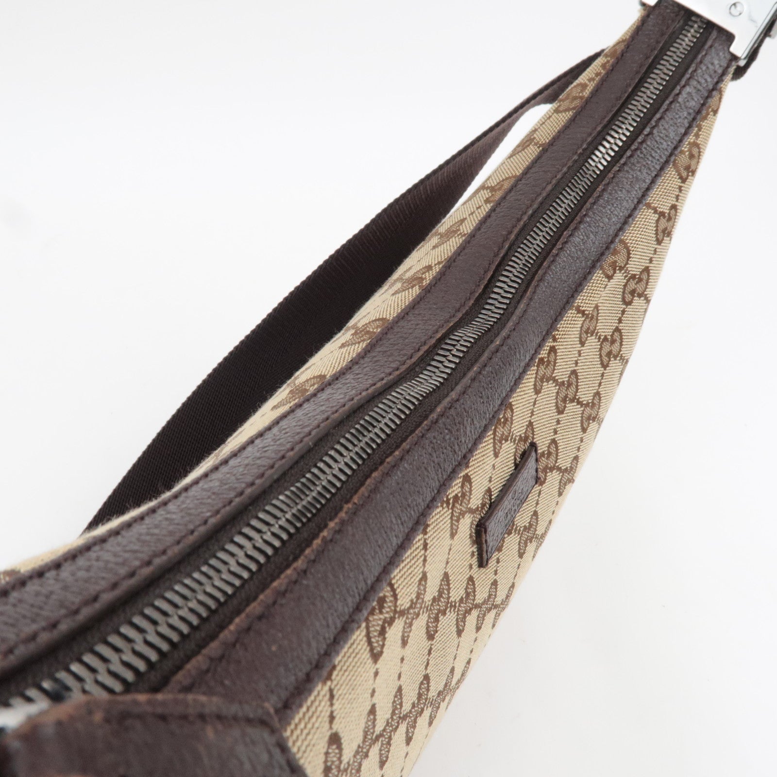 GUCCI Shoulder Bag GG Canvas Leather Beige Brown 122790