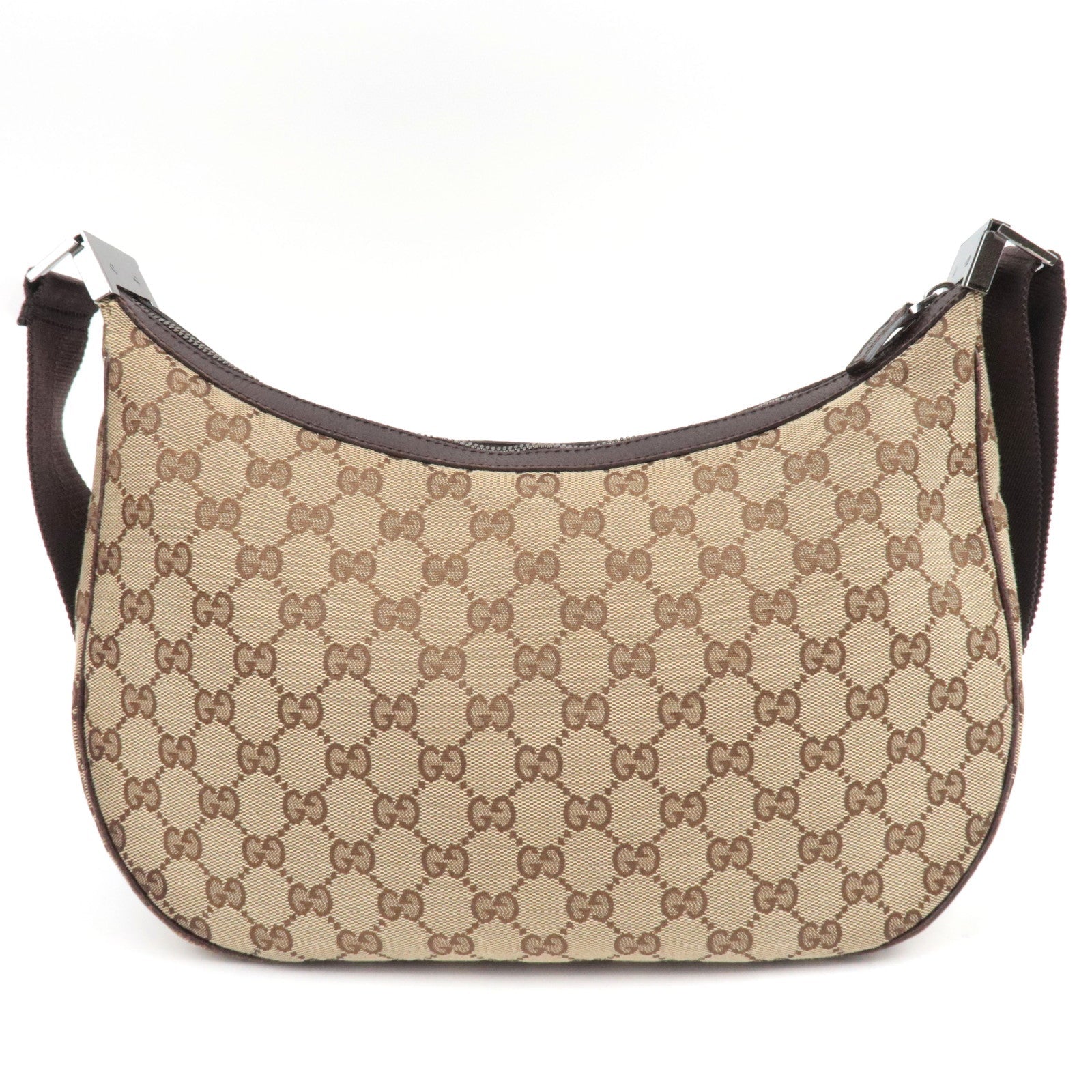 GUCCI Shoulder Bag GG Canvas Leather Beige Brown 122790
