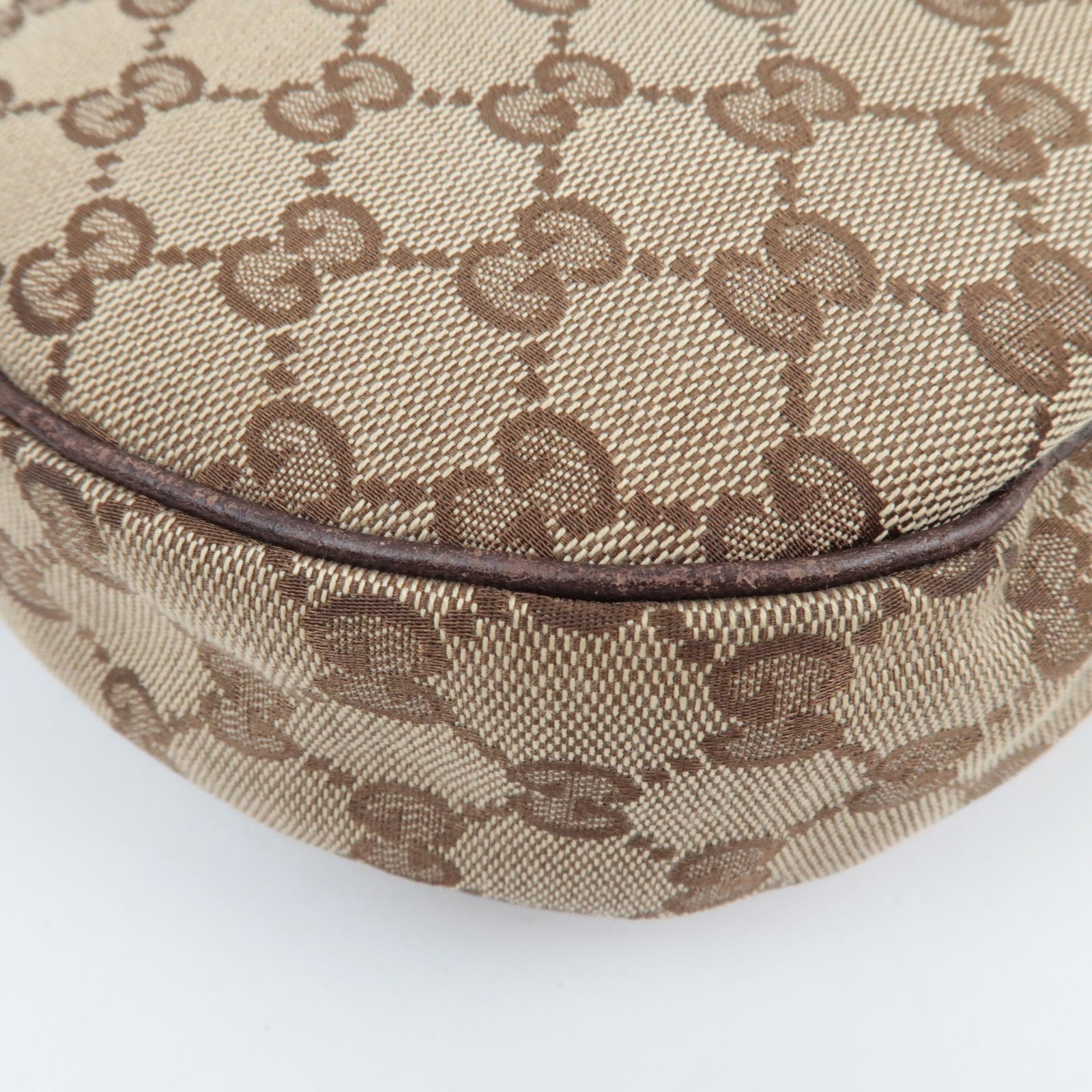 GUCCI Shoulder Bag GG Canvas Leather Beige Brown 122790