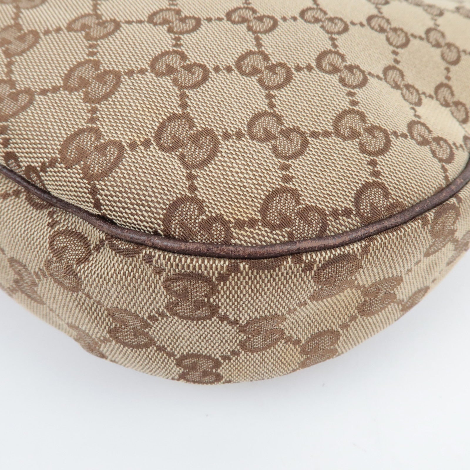 GUCCI Shoulder Bag GG Canvas Leather Beige Brown 122790