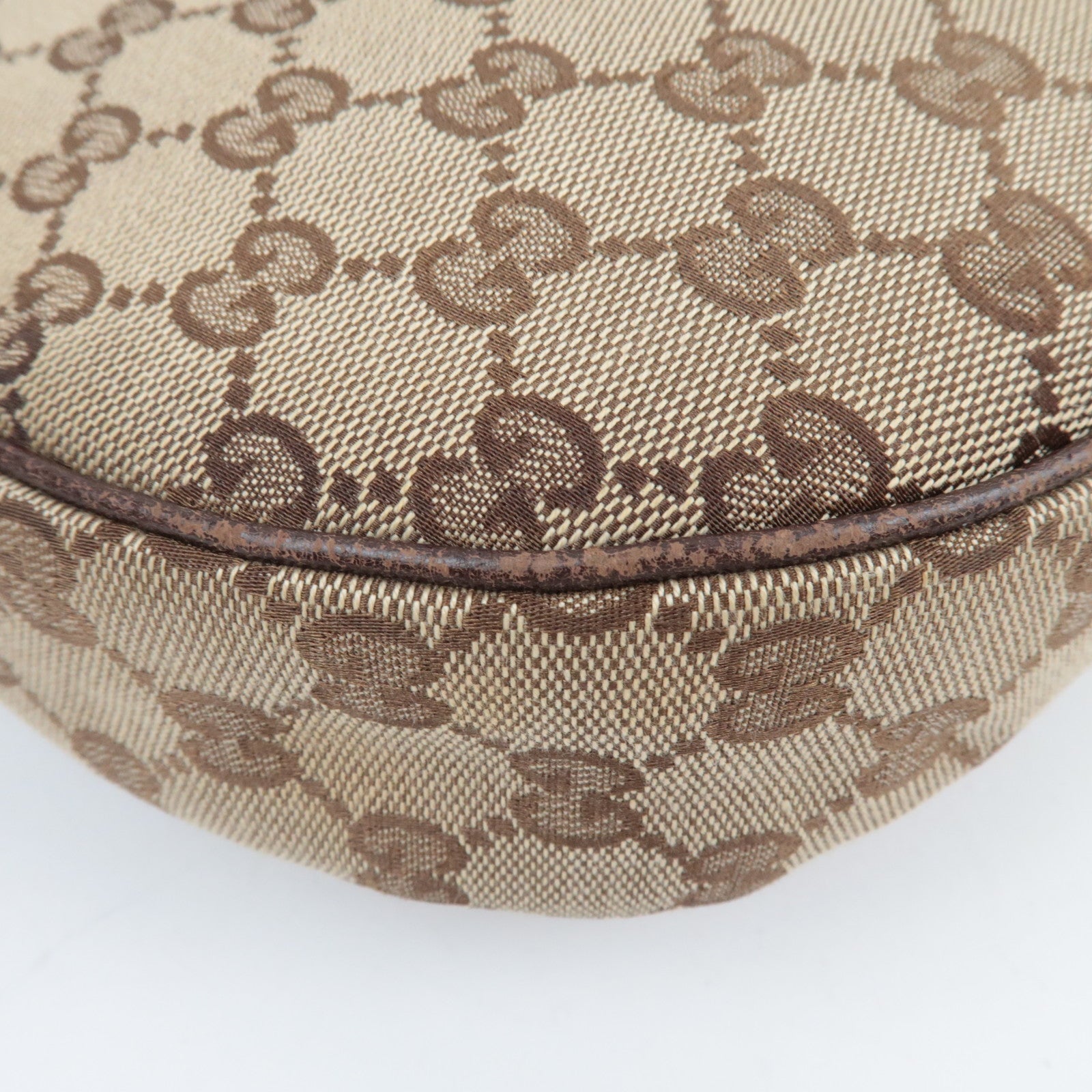 GUCCI Shoulder Bag GG Canvas Leather Beige Brown 122790