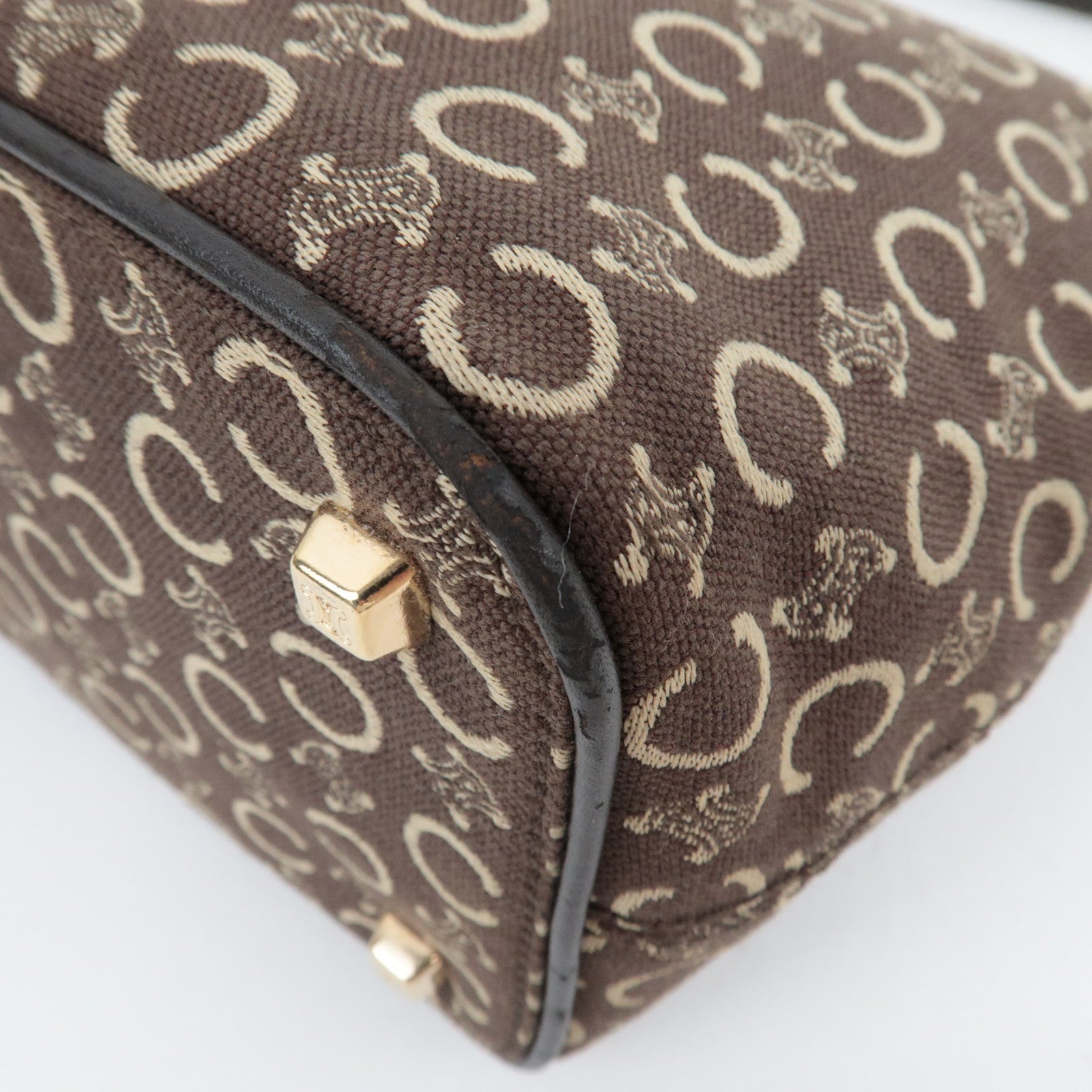 CELINE C Macadam Shoulder Bag Canvas Leather Brown