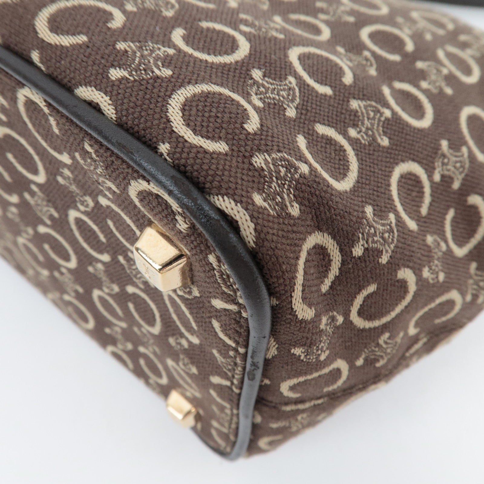 CELINE C Macadam Shoulder Bag Canvas Leather Brown