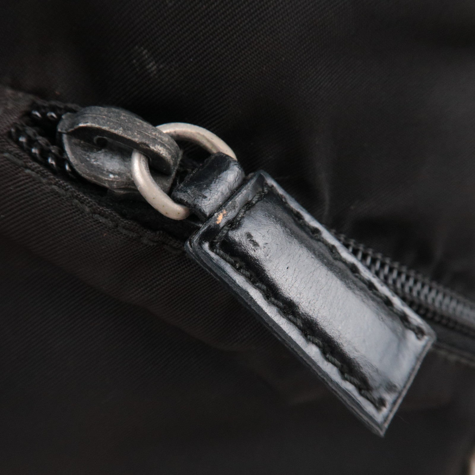 PRADA Shoulder Bag Nylon Leather Black