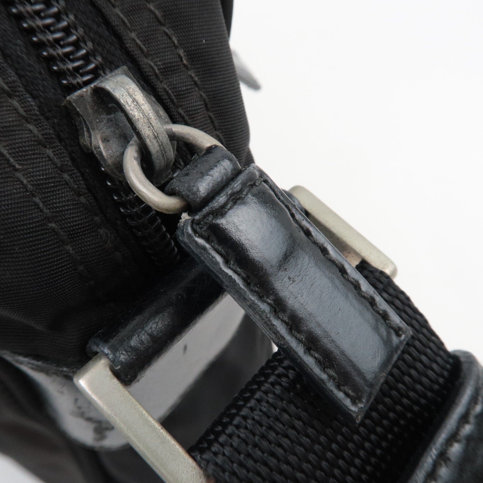 PRADA Shoulder Bag Nylon Leather Black