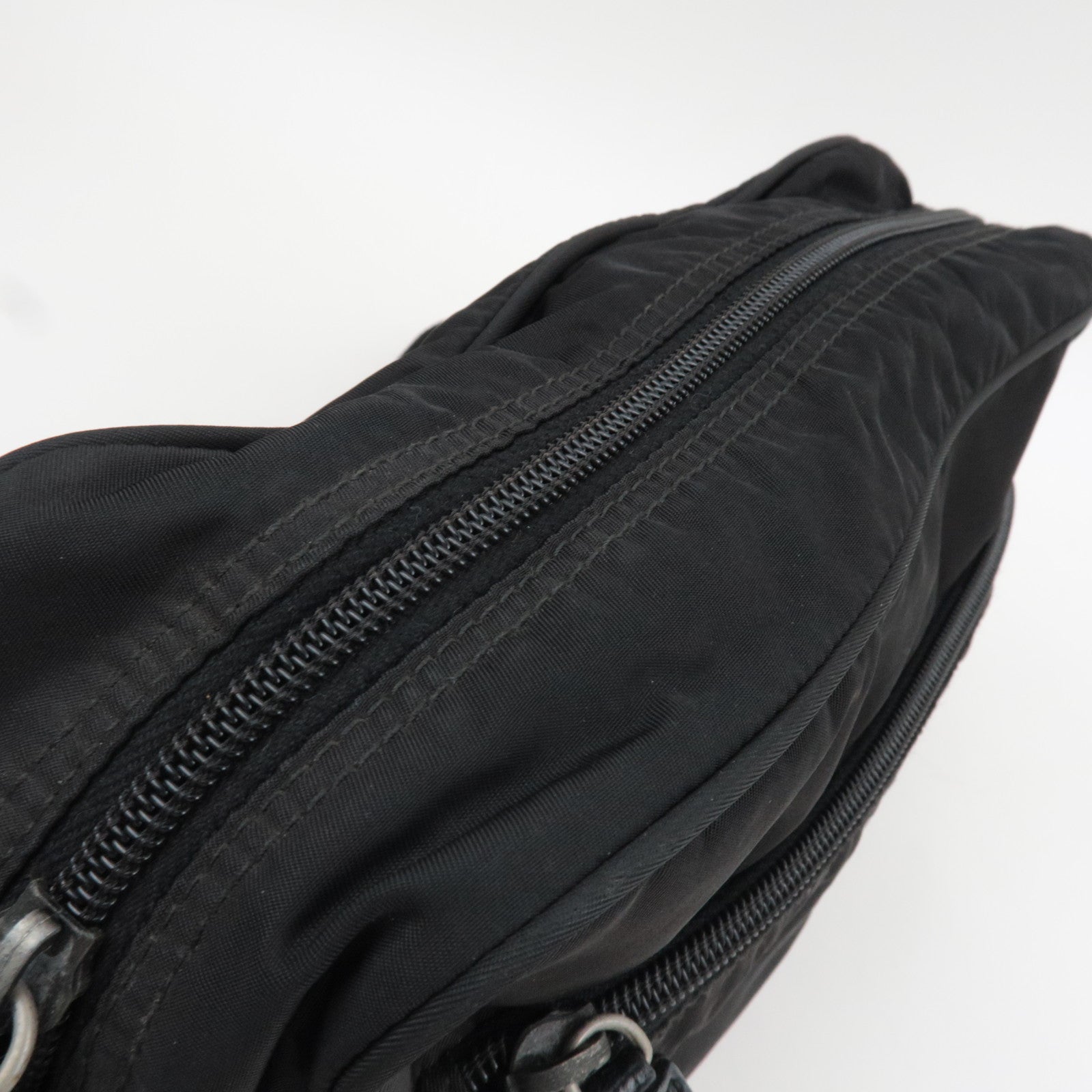 PRADA Shoulder Bag Nylon Leather Black