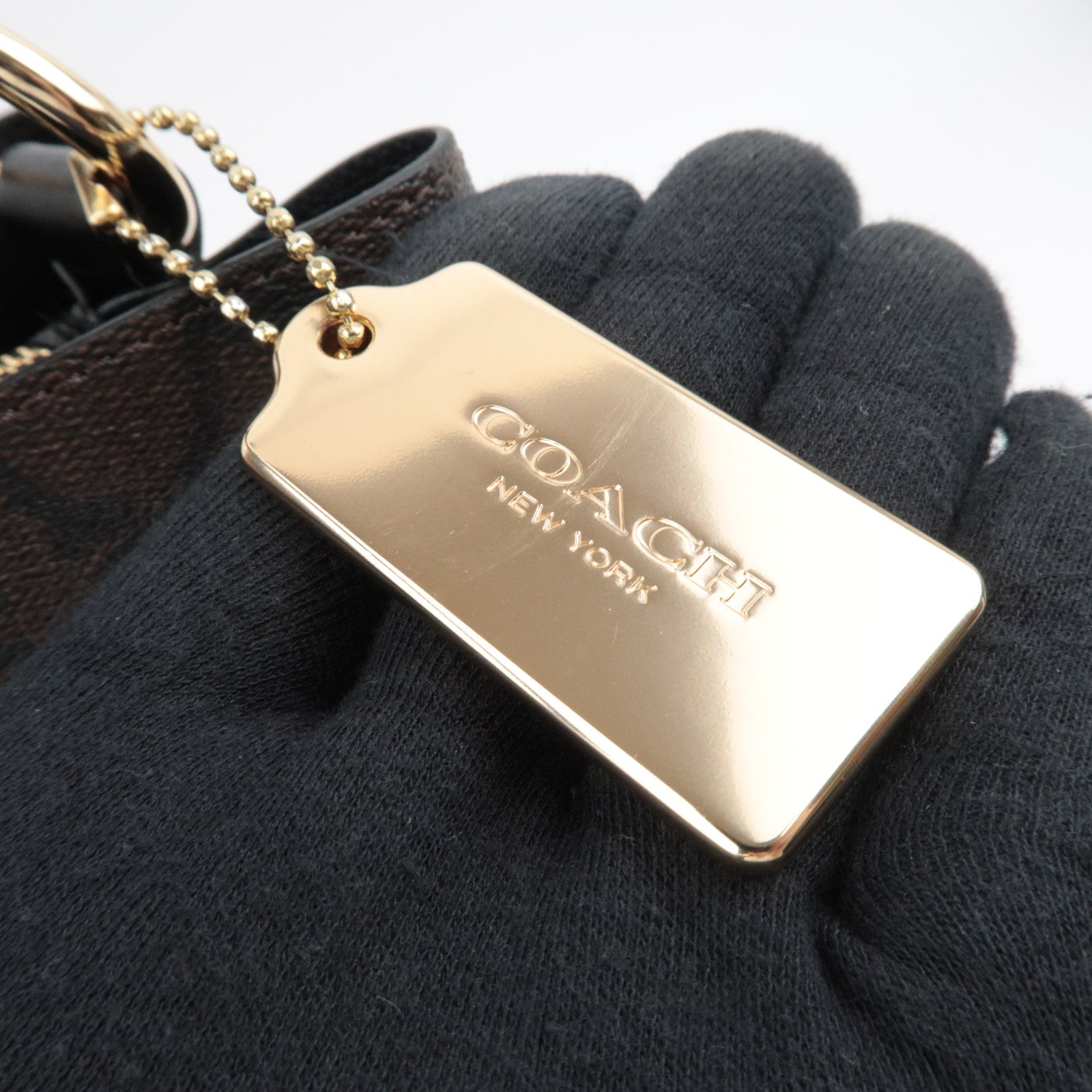 COACH Signature 2Way Handbag PVC Leather Brown Black 91512 *Strap