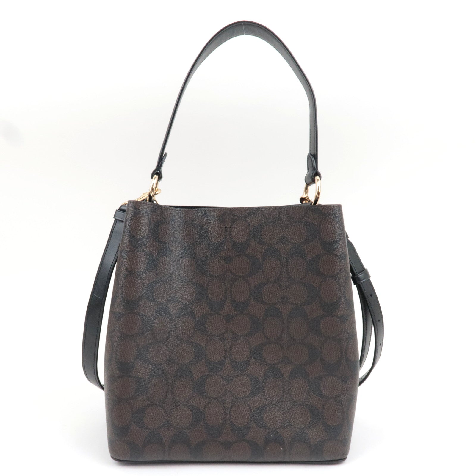 COACH Signature 2Way Handbag PVC Leather Brown Black 91512 *Strap