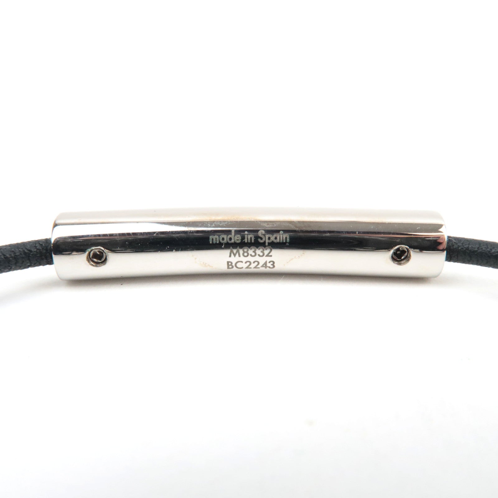 Louis Vuitton Champs Elysees Bracelet Leather Black Silver M8322 BC2243 *Box, Dust bag