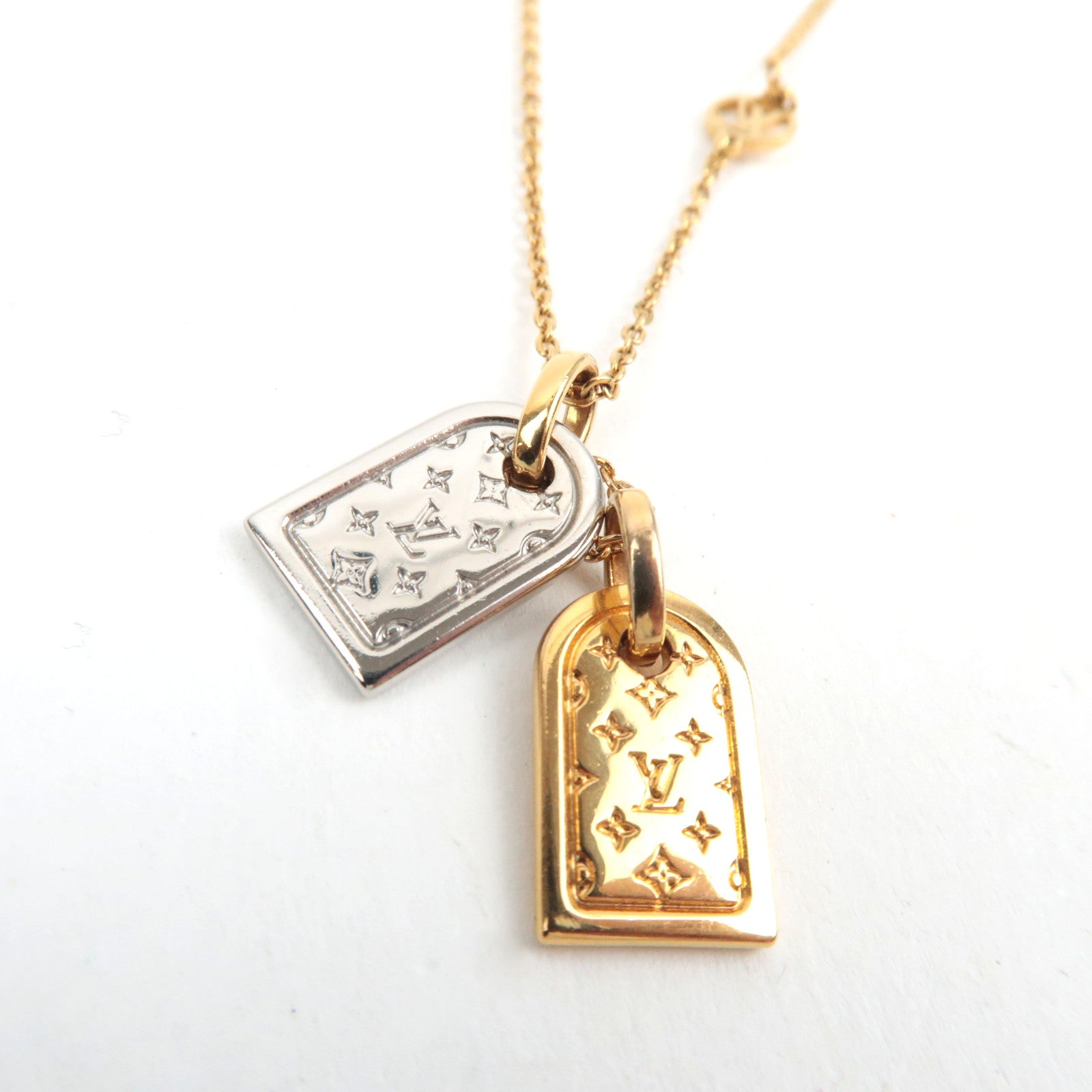 Louis Vuitton Nanogram Necklace Metal Gold Silver M63141 LE0179 *Box