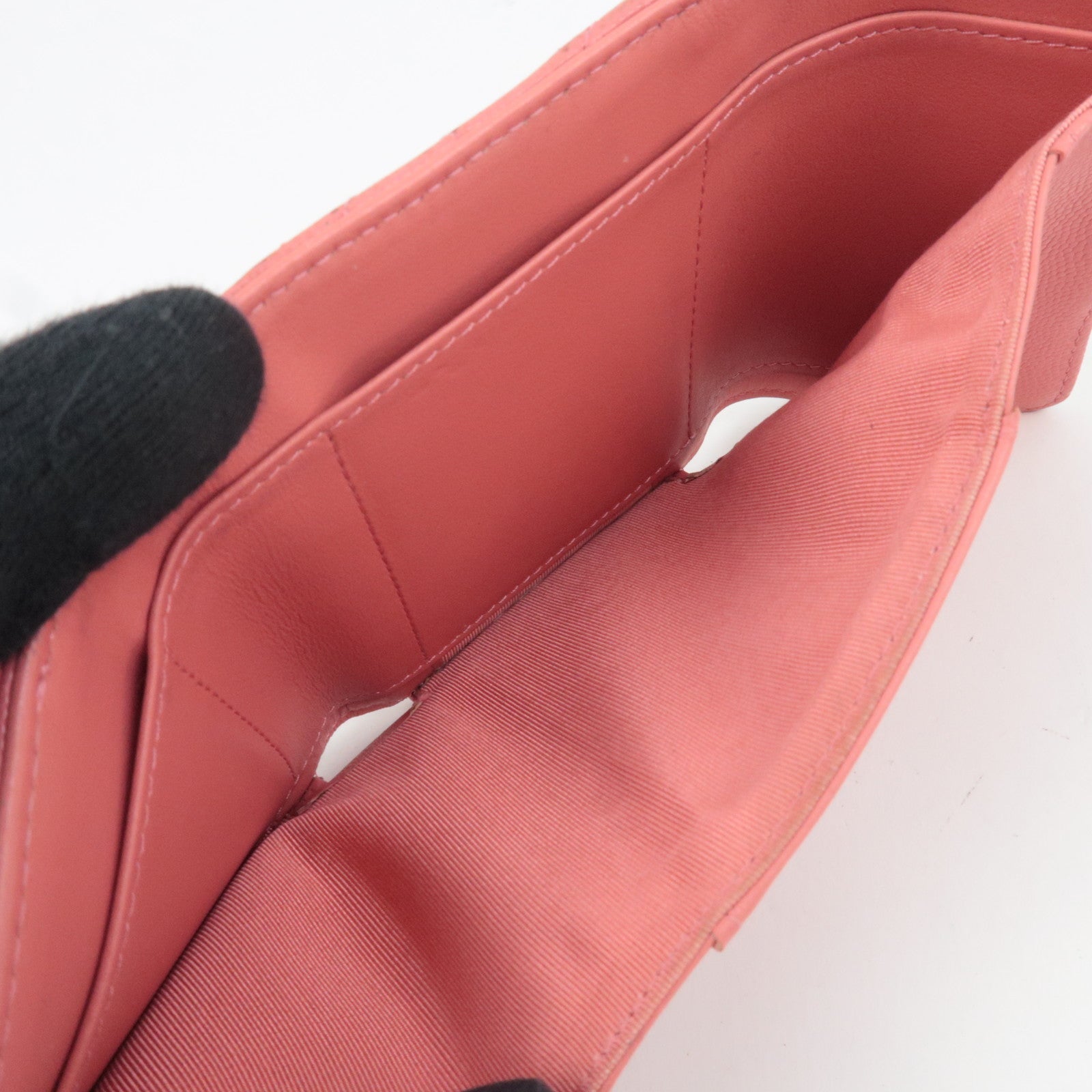 CHANEL Matelasse Small Flap Tri-Fold Wallet Caviar Skin Pink 28471354 *Box, Dust bag, G card