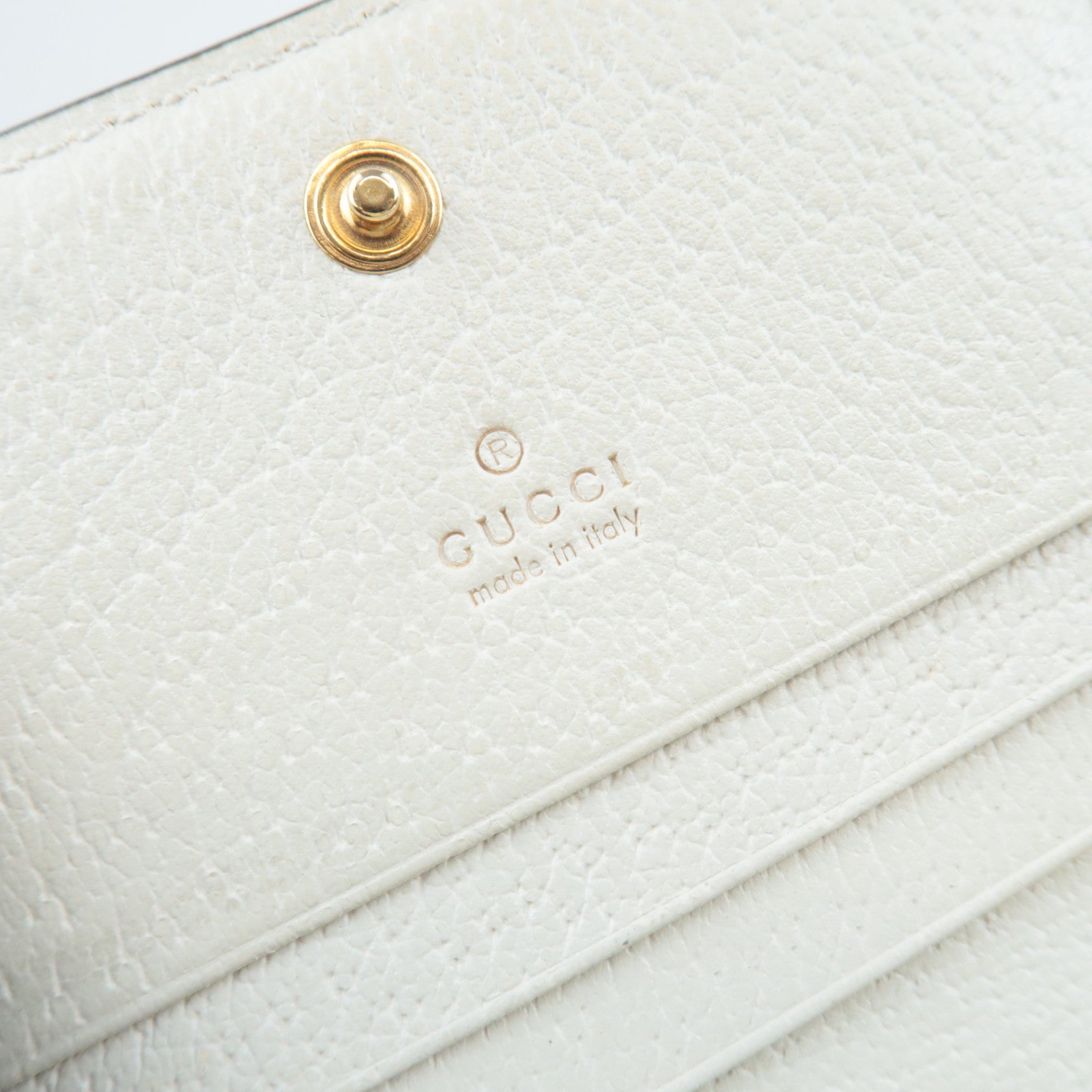 GUCCI GG Marmont Bifold Wallet Cherry & Strawberry Leather Ivory 456126 *Dust bag