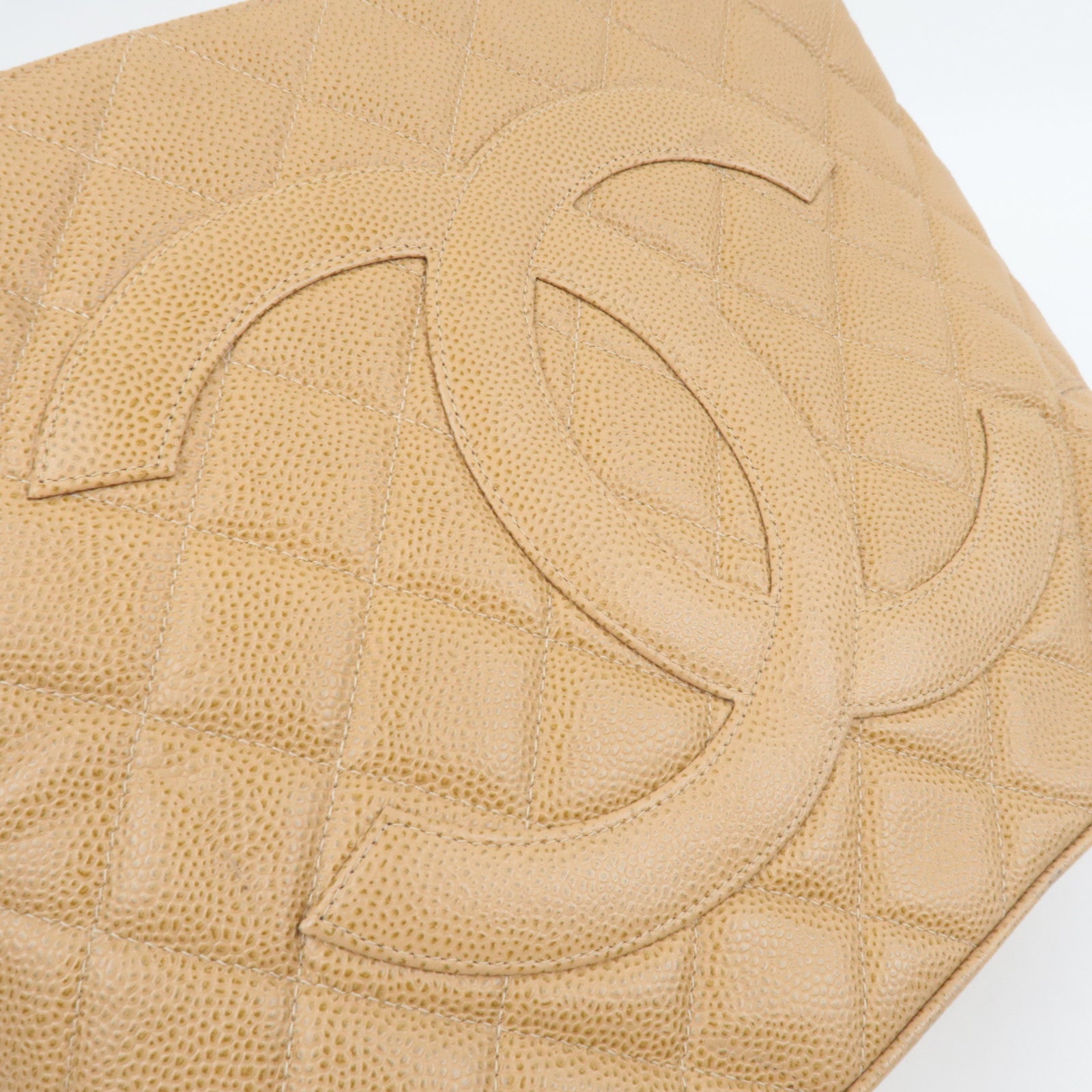 CHANEL Matelasse Medallion Tote Caviar Skin Beige Gold HDW A01804 7231753