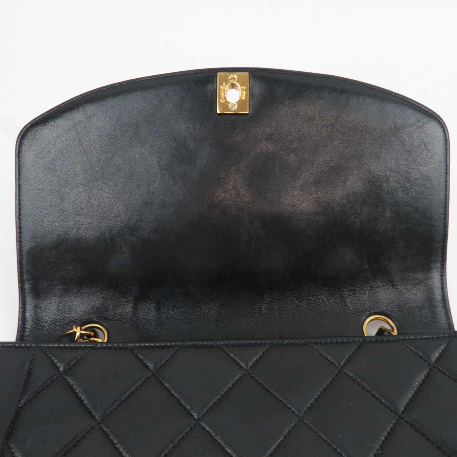 CHANEL Diana Matelasse 25 Chain Shoulder Bag Lambskin Black Gold HDW 2382830
