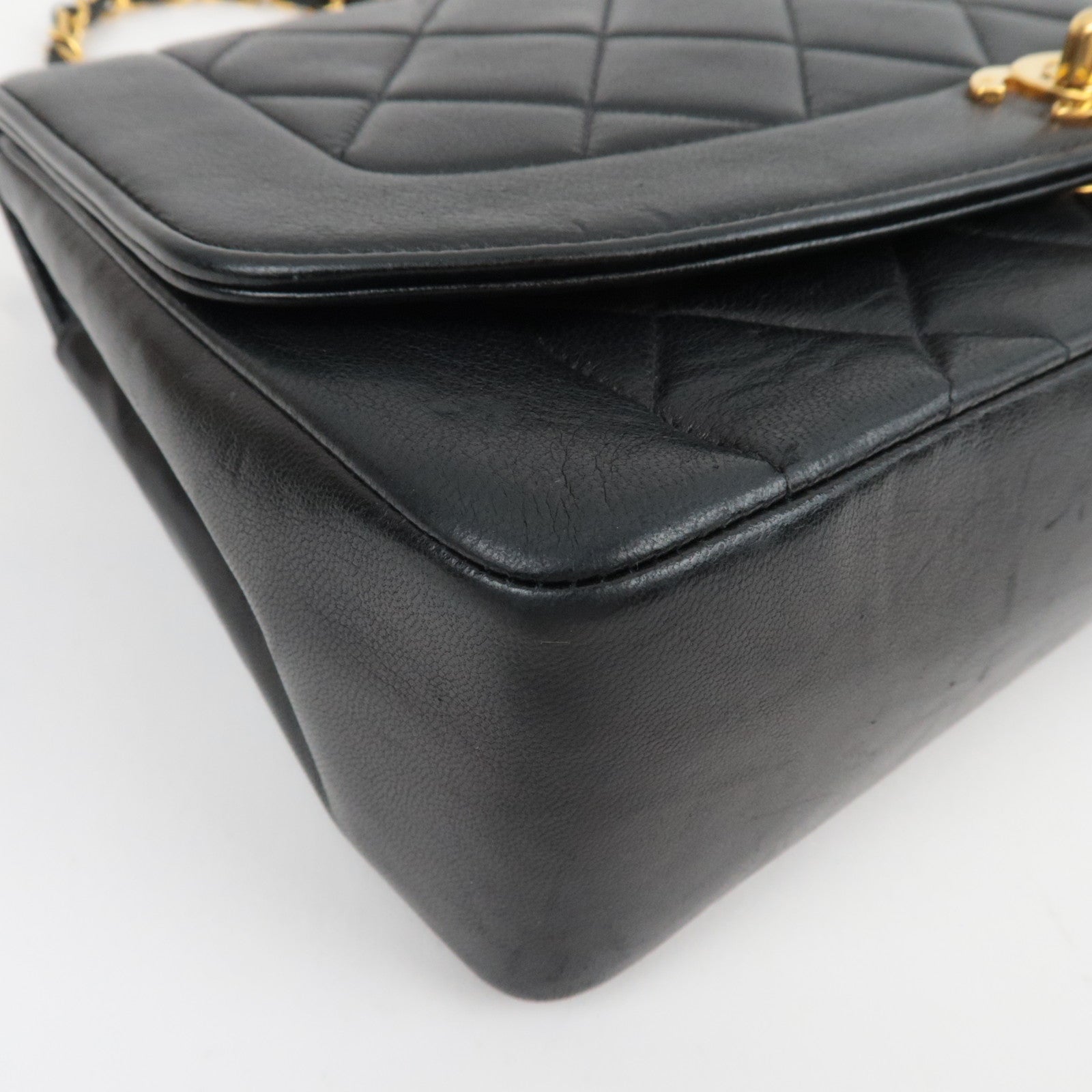 CHANEL Diana Matelasse 25 Chain Shoulder Bag Lambskin Black Gold HDW 2382830