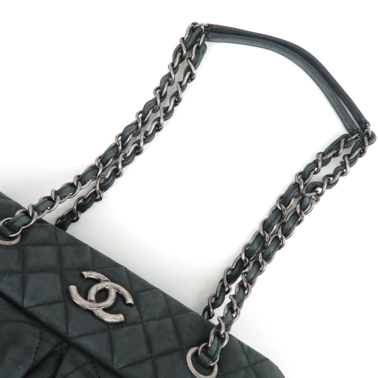 CHANEL Matelasse Chain Tote Bag Sparkle Leather Black 14845535 *G card