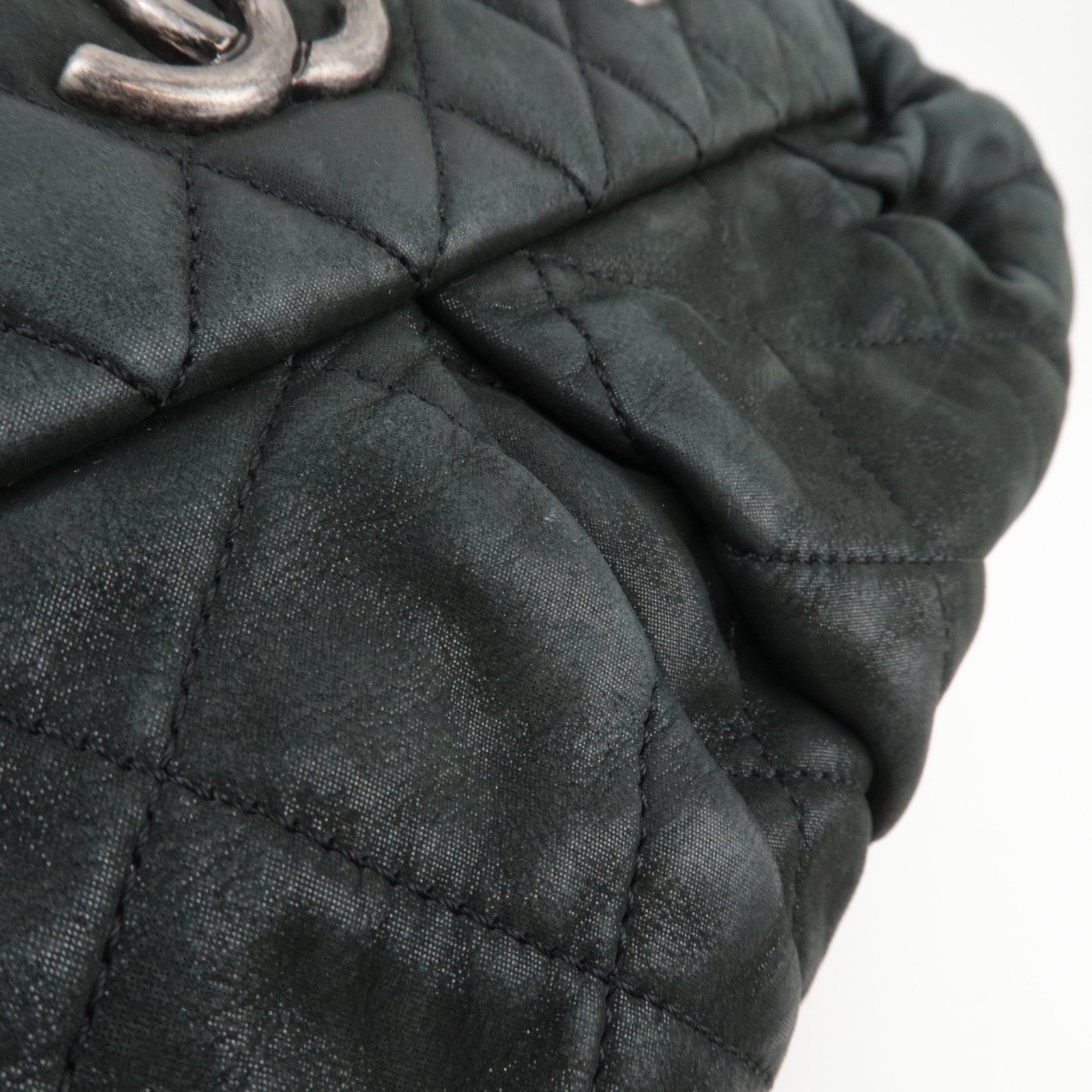 CHANEL Matelasse Chain Tote Bag Sparkle Leather Black 14845535 *G card