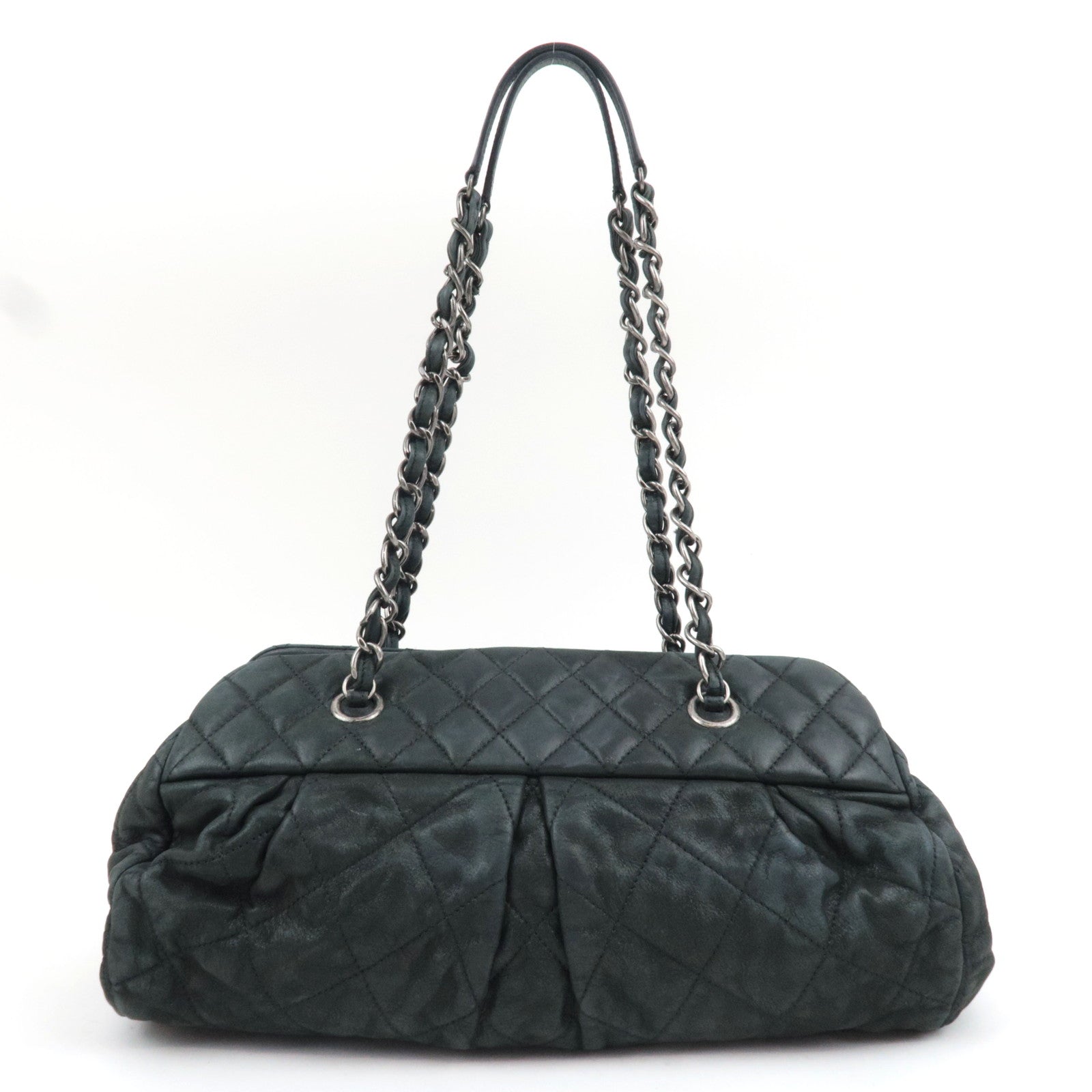 CHANEL Matelasse Chain Tote Bag Sparkle Leather Black 14845535 *G card