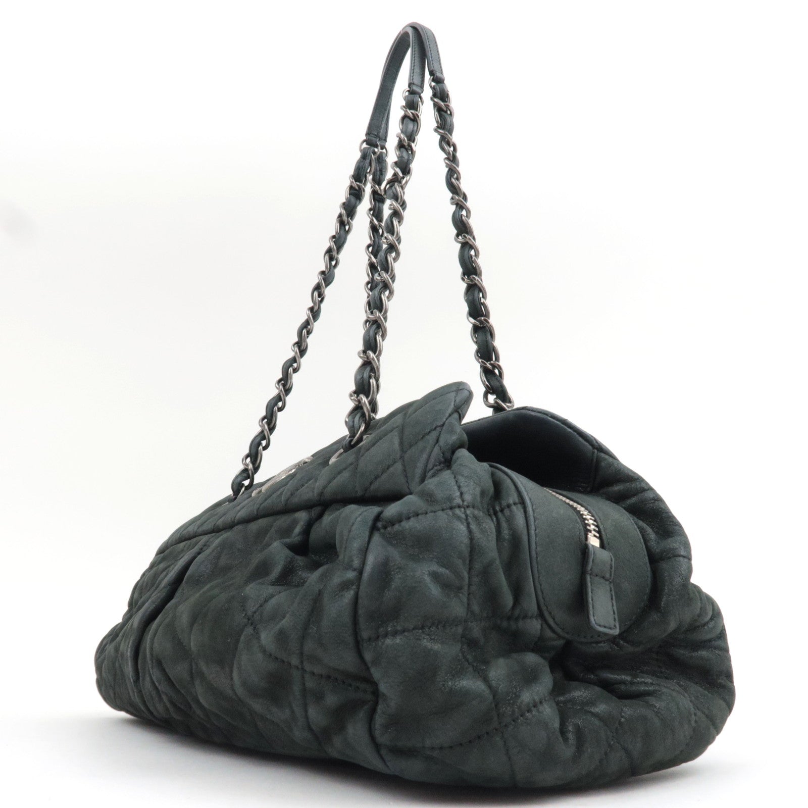 CHANEL Matelasse Chain Tote Bag Sparkle Leather Black 14845535 *G card