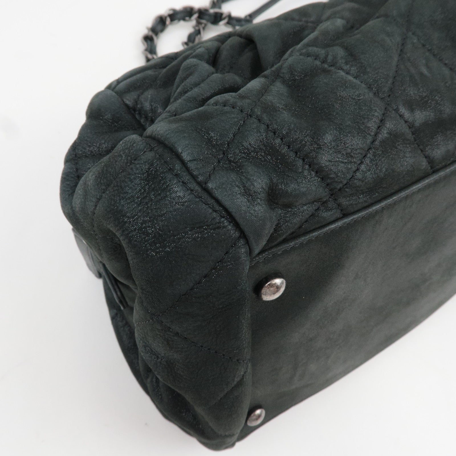 CHANEL Matelasse Chain Tote Bag Sparkle Leather Black 14845535 *G card