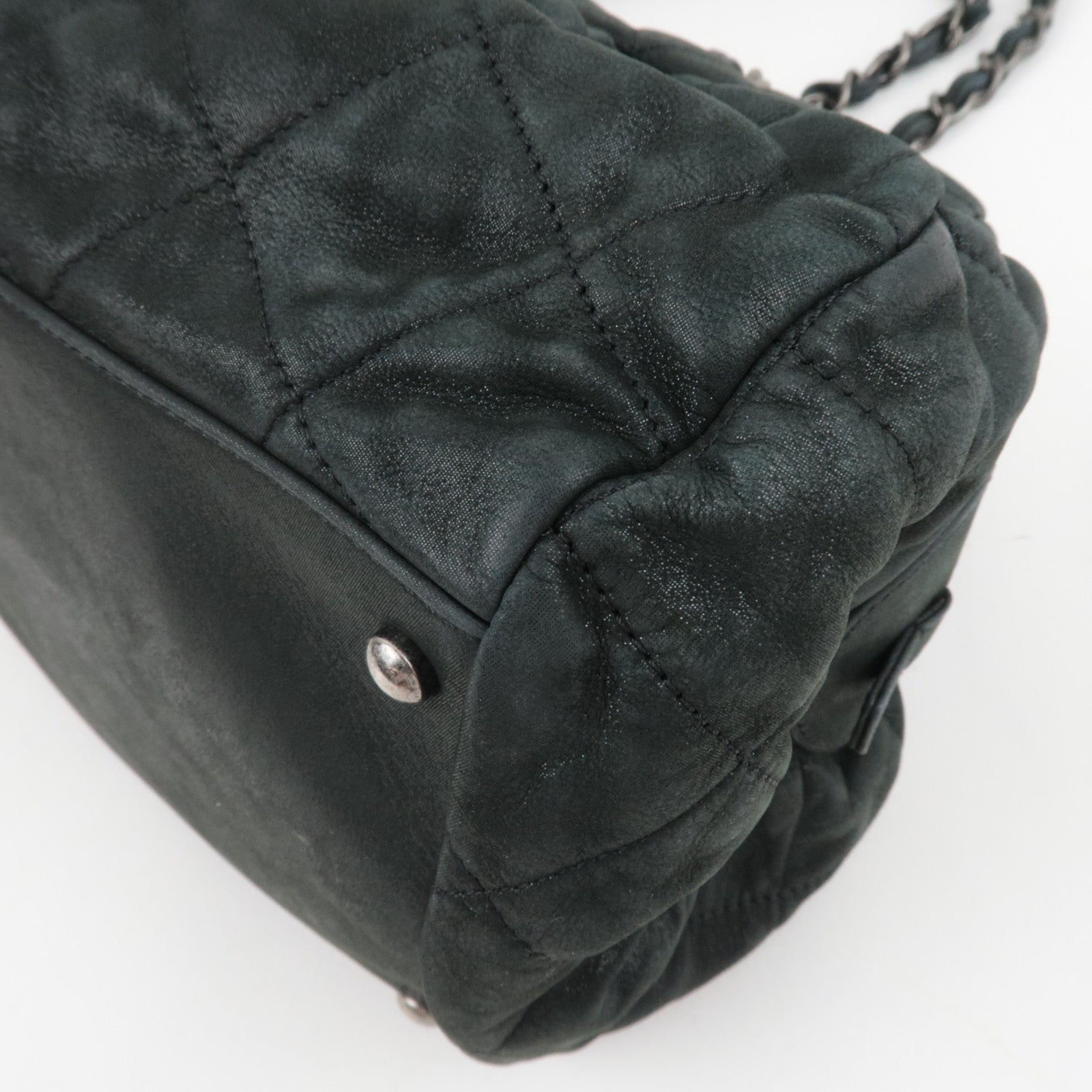 CHANEL Matelasse Chain Tote Bag Sparkle Leather Black 14845535 *G card