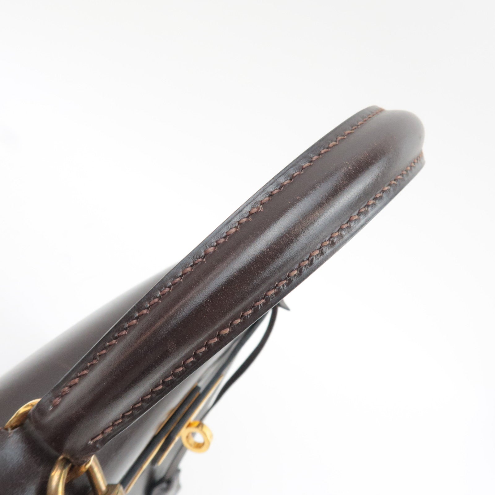 HERMES Kelly 28 Handbag 〇M Stamp (1983) Box Calf Brown Gold HDW *Dust bag, Strap, Key Lock, Clochette