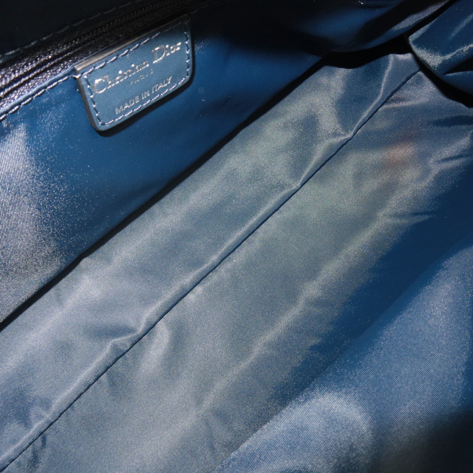 Christian Dior Trotter Handbag Canvas Leather Navy *Dust bag, G card