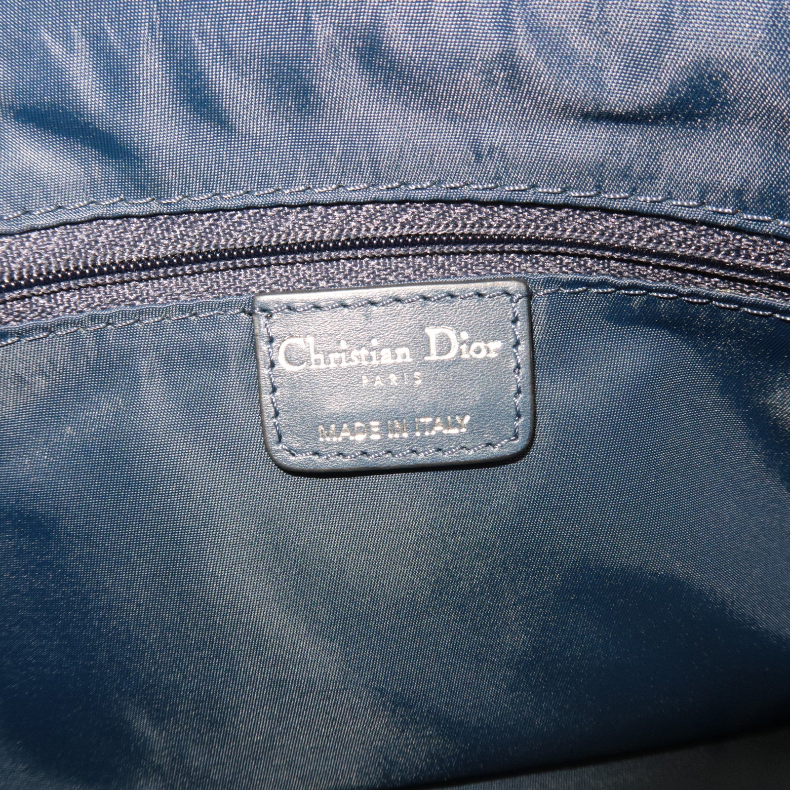 Christian Dior Trotter Handbag Canvas Leather Navy *Dust bag, G card