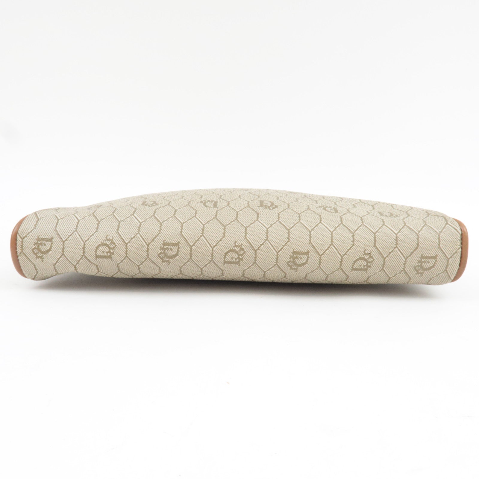 Christian Dior Honeycomb Clutch Bag Pouch PVC Leather Beige