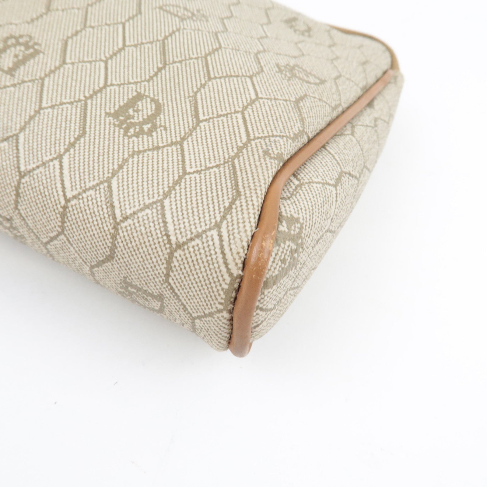 Christian Dior Honeycomb Clutch Bag Pouch PVC Leather Beige