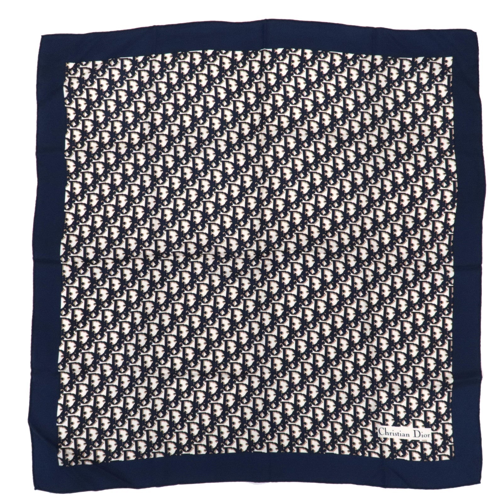 Christian Dior Trotter Scarf 100% Silk Navy White80661
