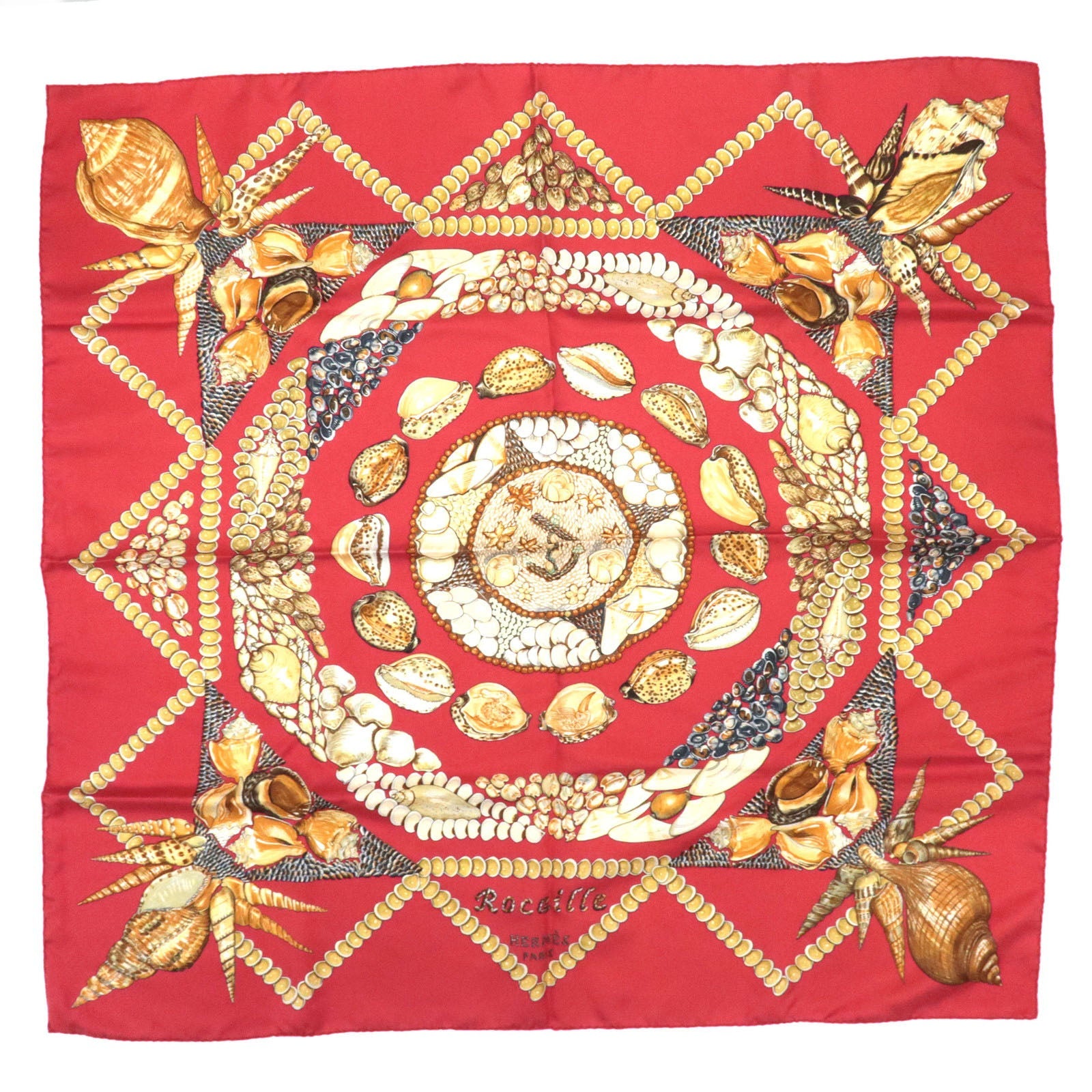 HERMES Carre 90 Scarf Rocaille 100% Silk Red *Box80667
