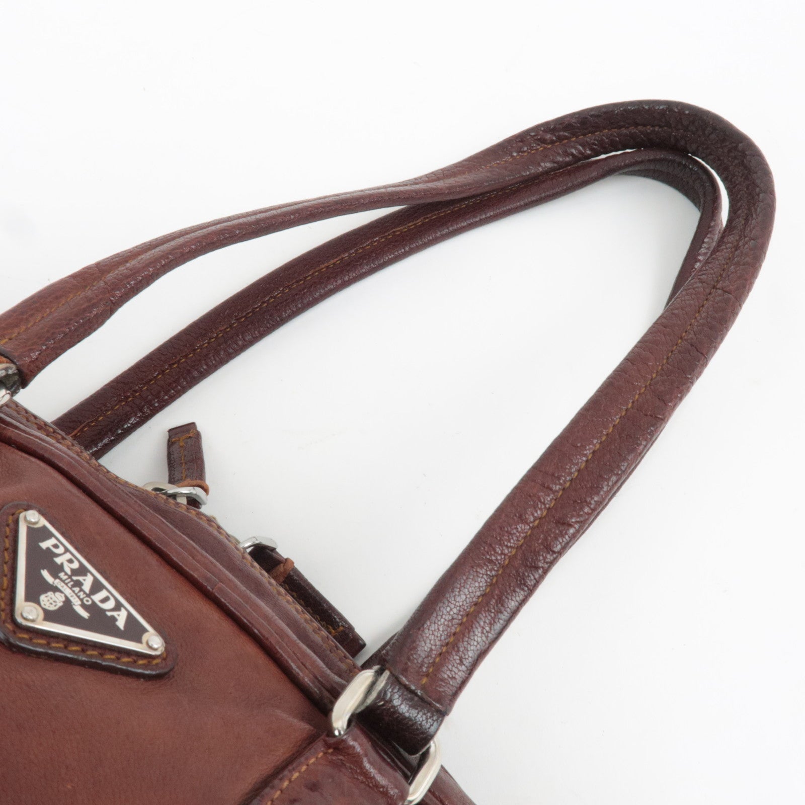 PRADA Shoulder Bag Washed Leather Brown BR2804 *Dust bag, G card